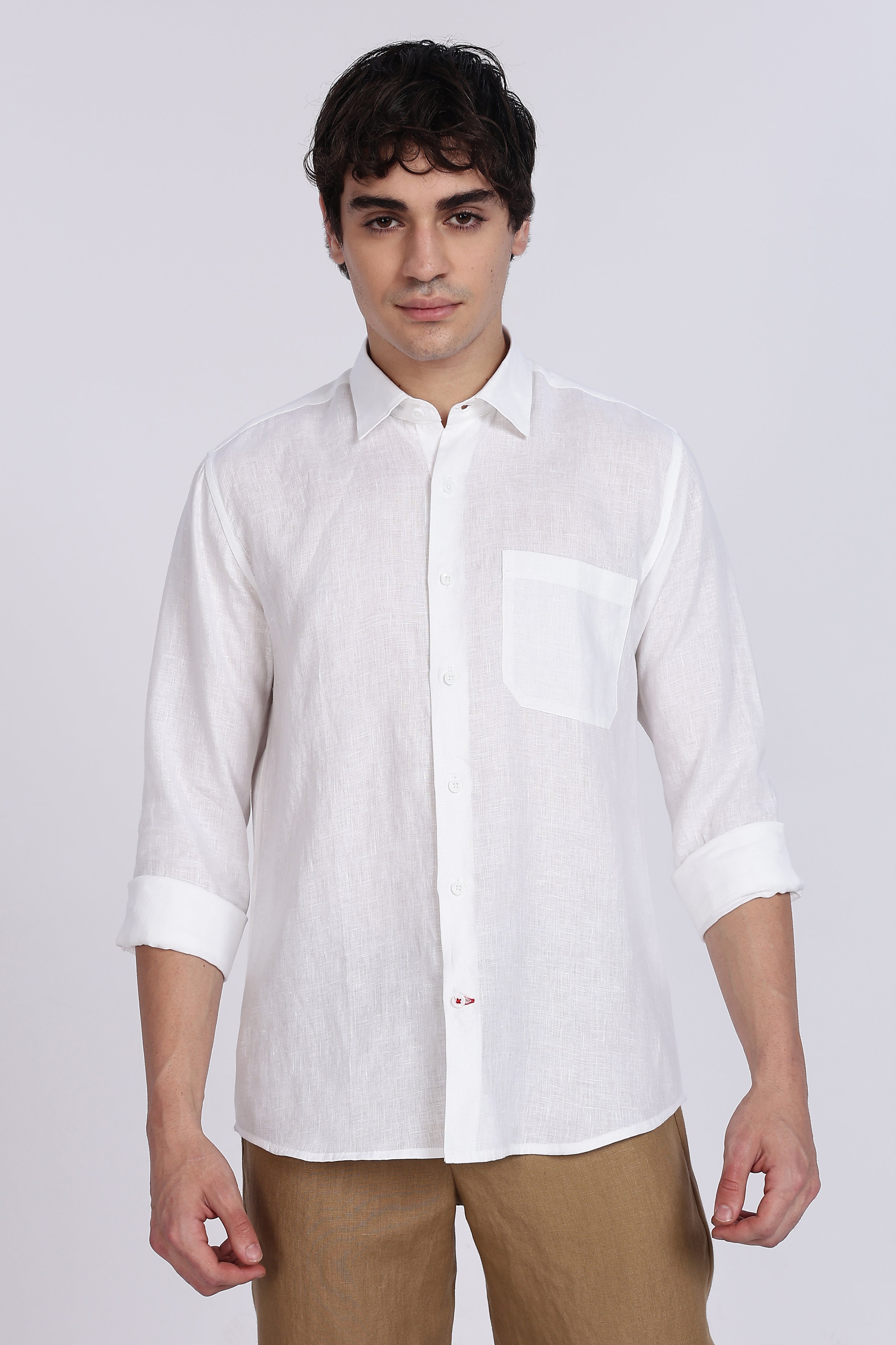 Men’s White Full Sleeve Linen Shirt – Classic & Pure Linen | Linen Culture