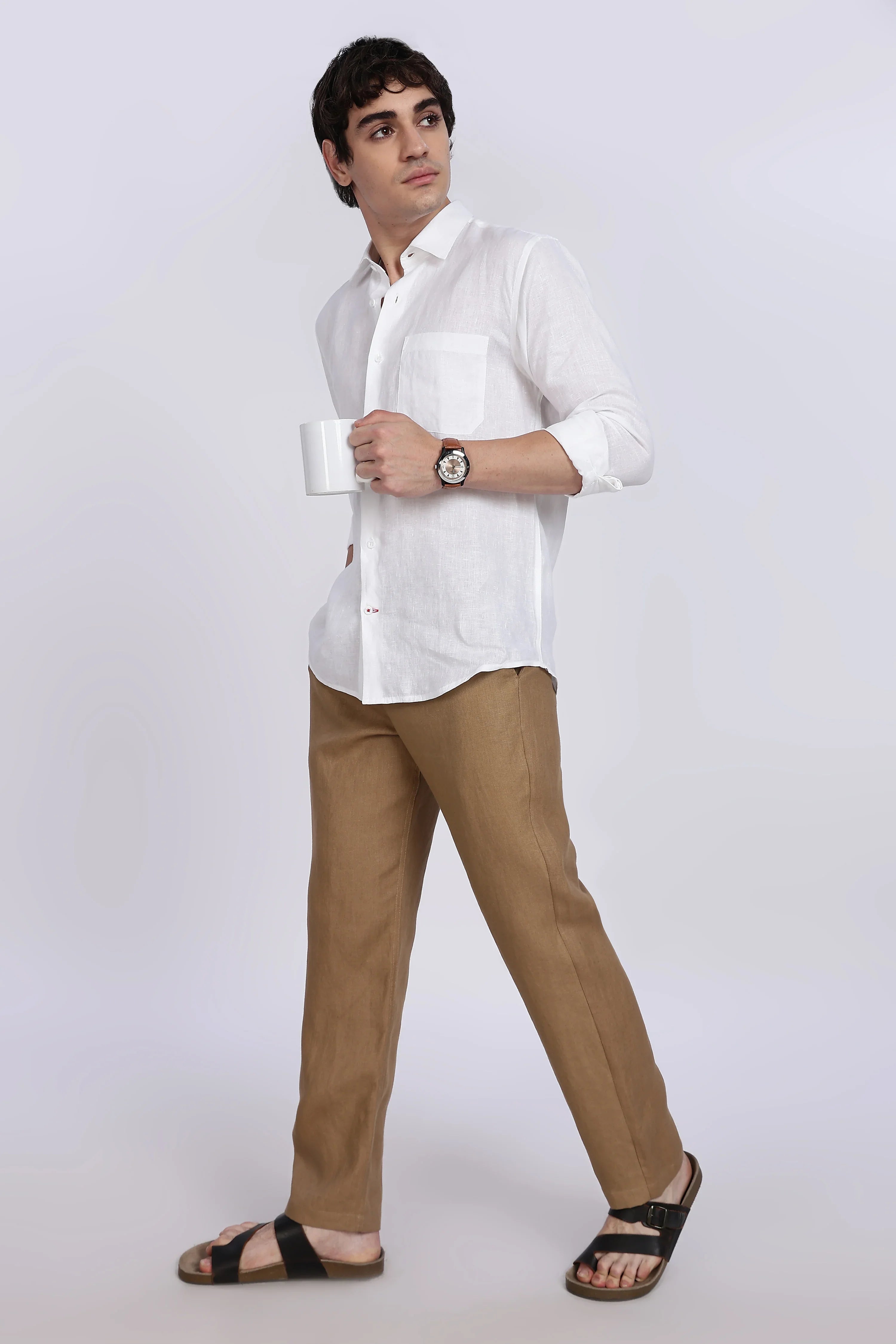 Men’s Khaki Brown Linen Pants – 100% Pure Linen Trousers | Linen Culture