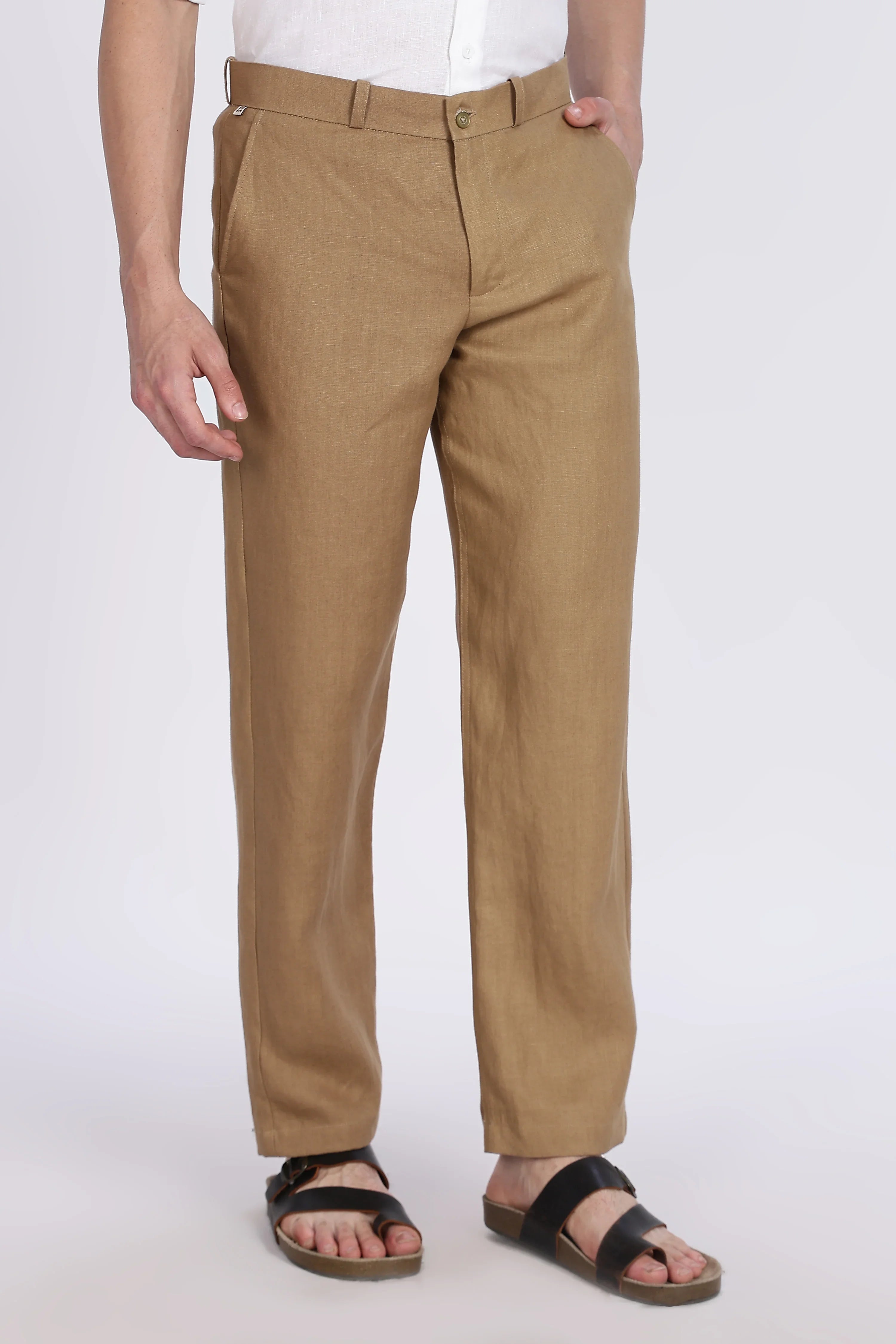Men’s Khaki Brown Linen Pants – 100% Pure Linen Trousers | Linen Culture