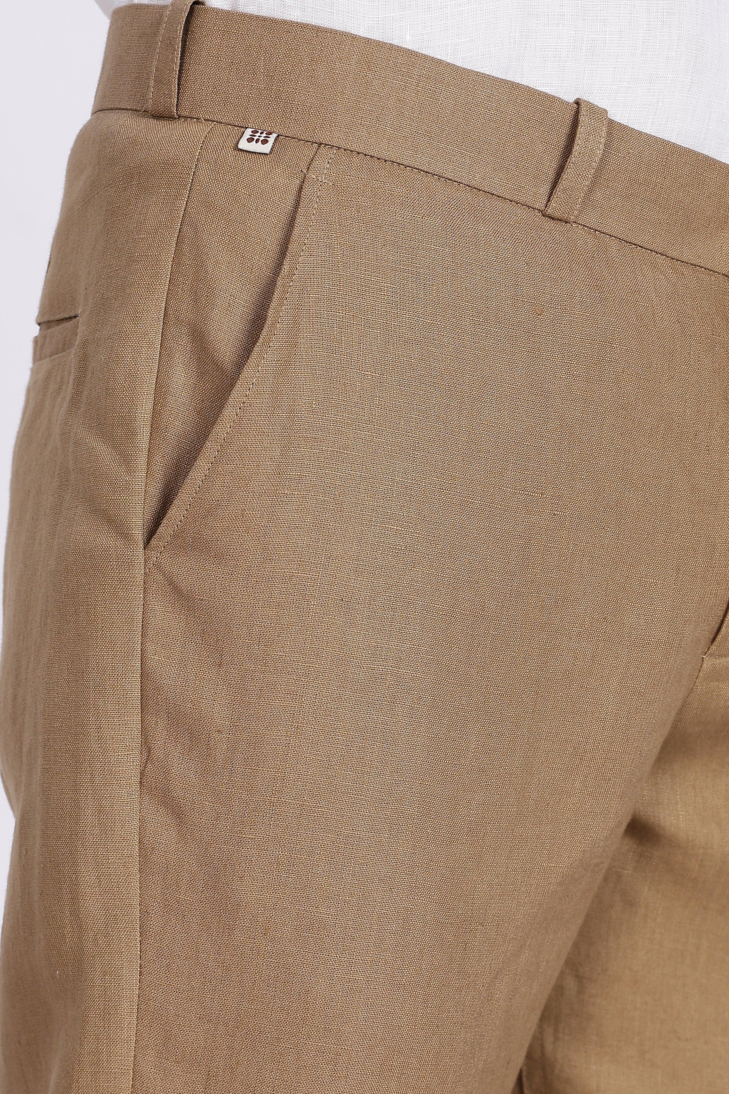 Men’s Khaki Brown Linen Pants – 100% Pure Linen Trousers | Linen Culture