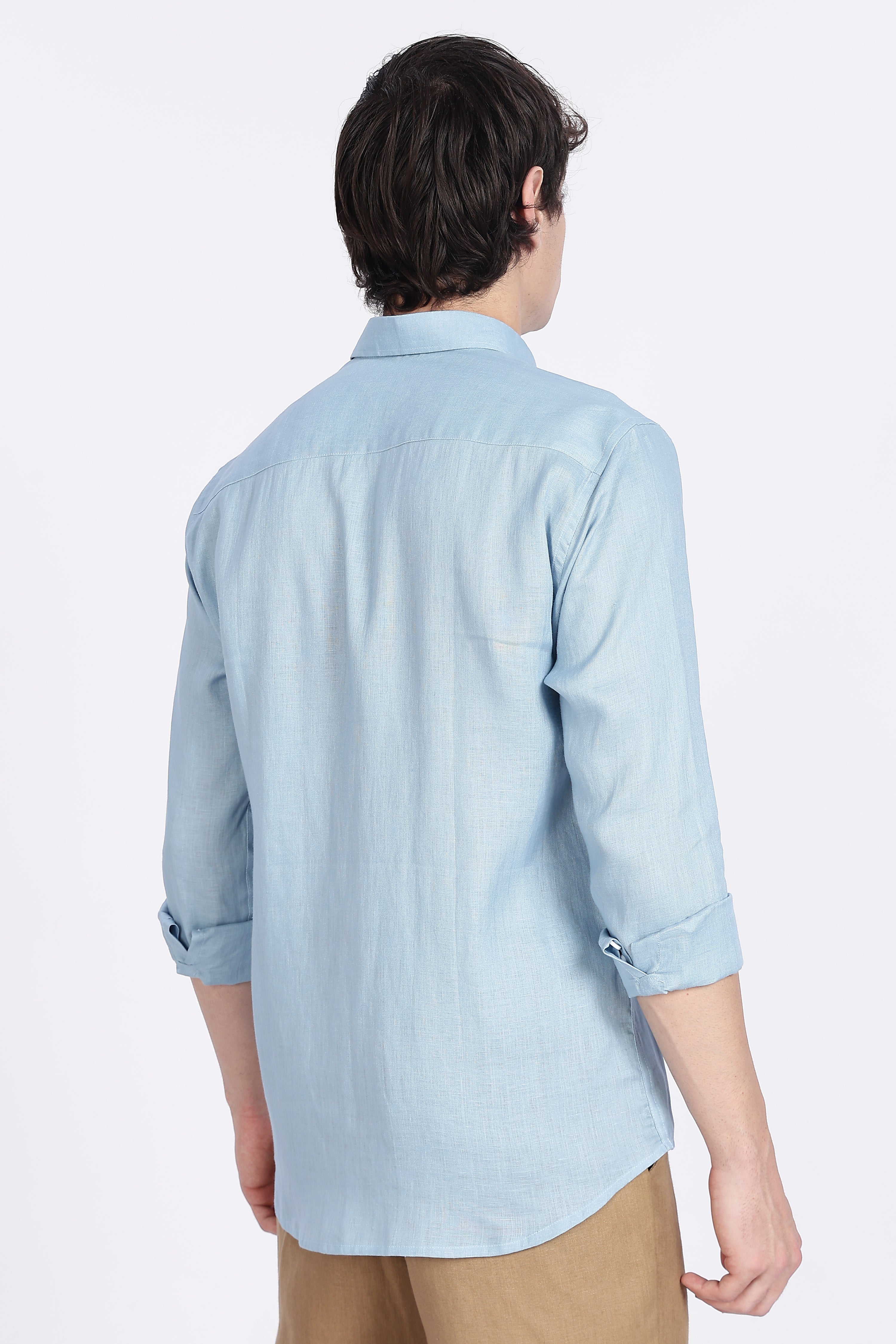 Men’s Light Blue Full Sleeve Linen Shirt – 100% Pure Linen | Linen Culture
