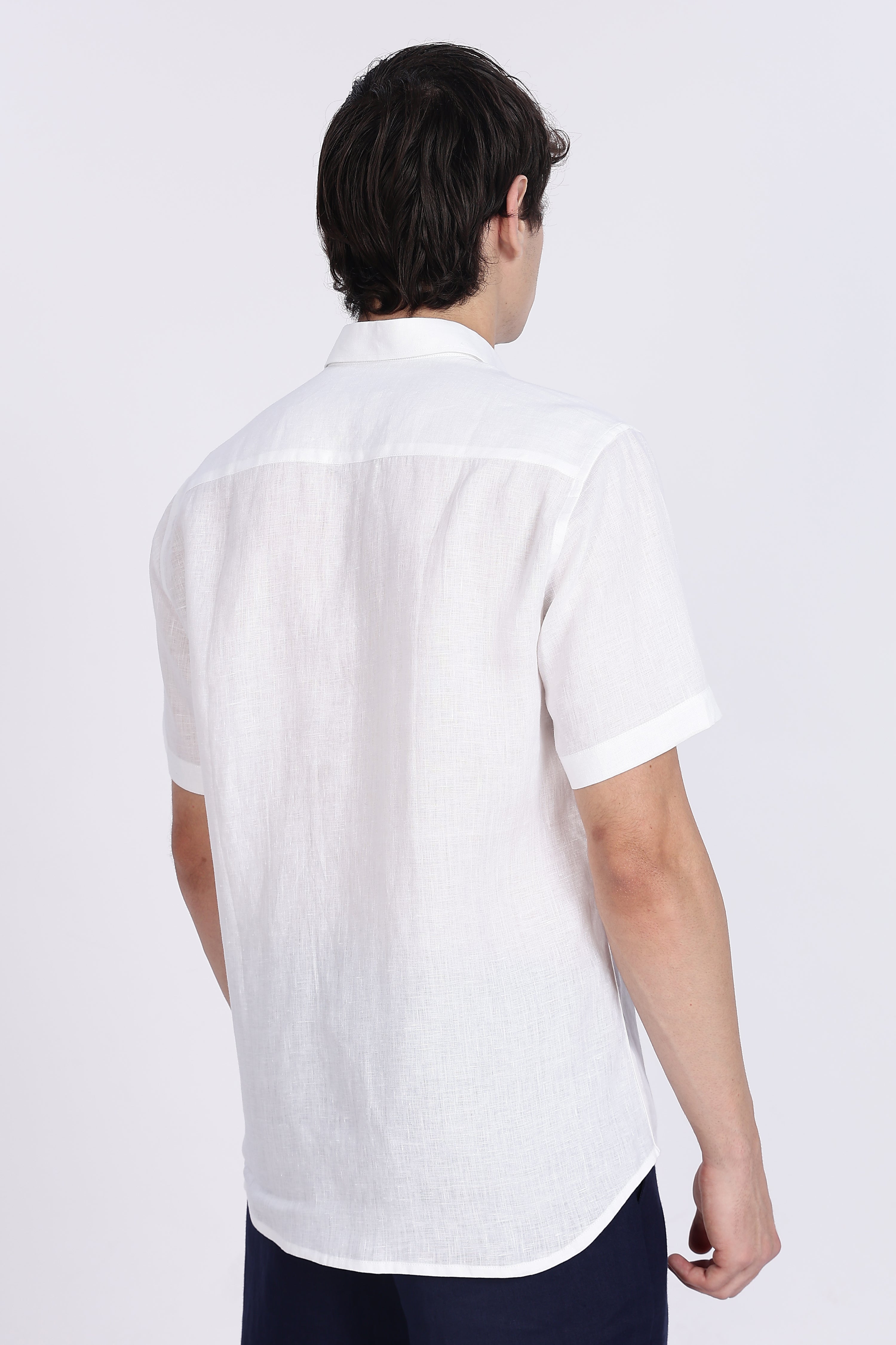 Men’s White Half Sleeve Linen Shirt – 100% Pure Linen | Linen Culture