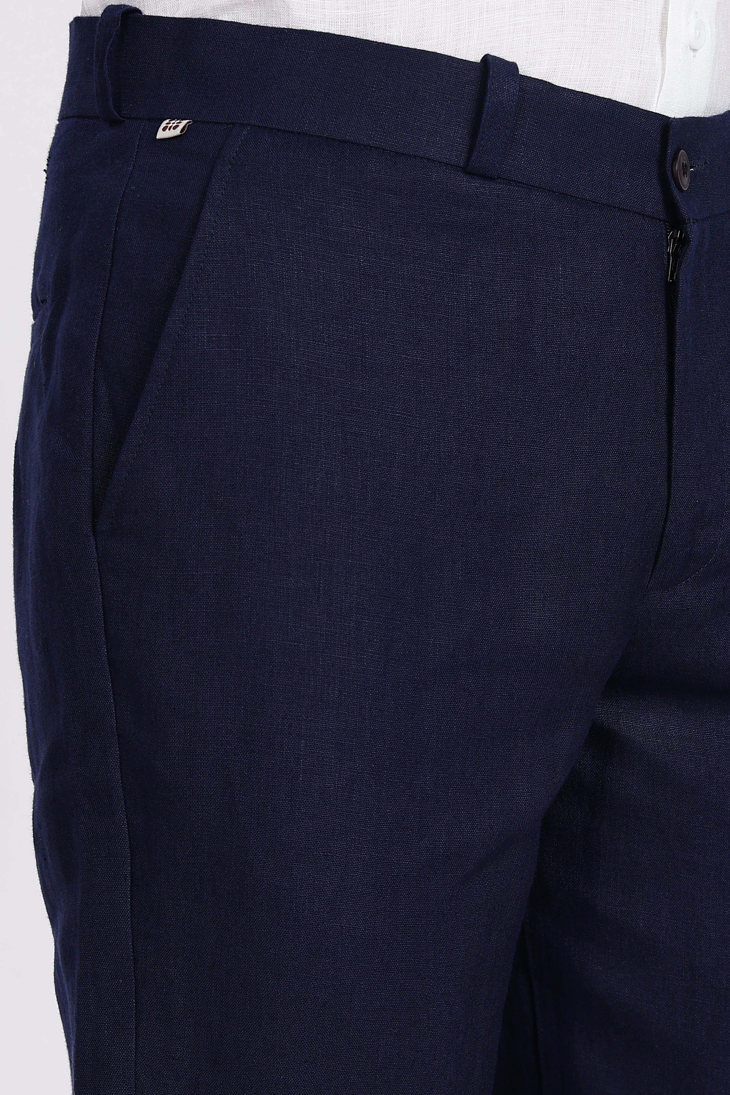 Men’s Navy Blue Linen Pants – 100% Pure Linen Trousers | Linen Culture