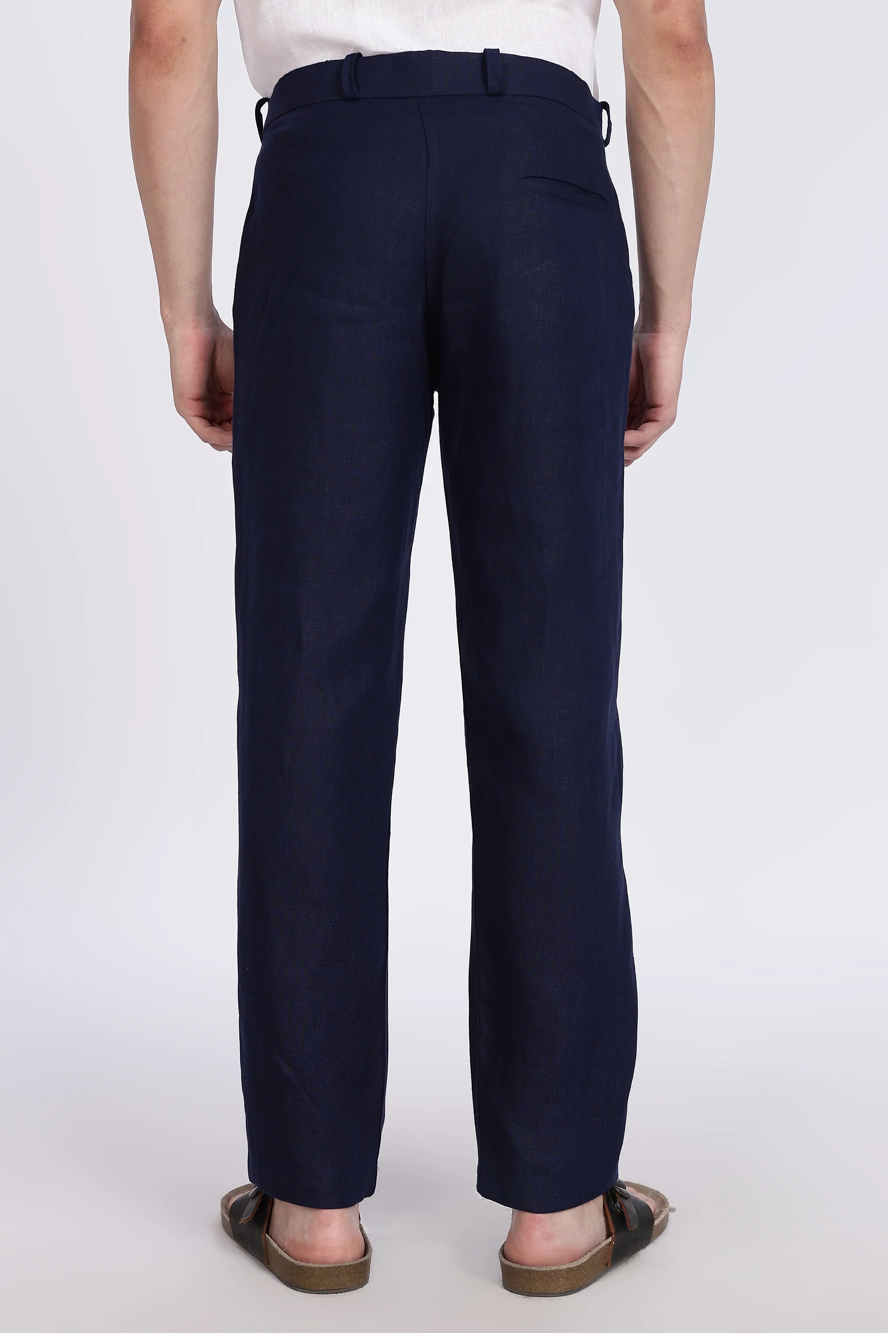 Men’s Navy Blue Linen Pants – 100% Pure Linen Trousers | Linen Culture