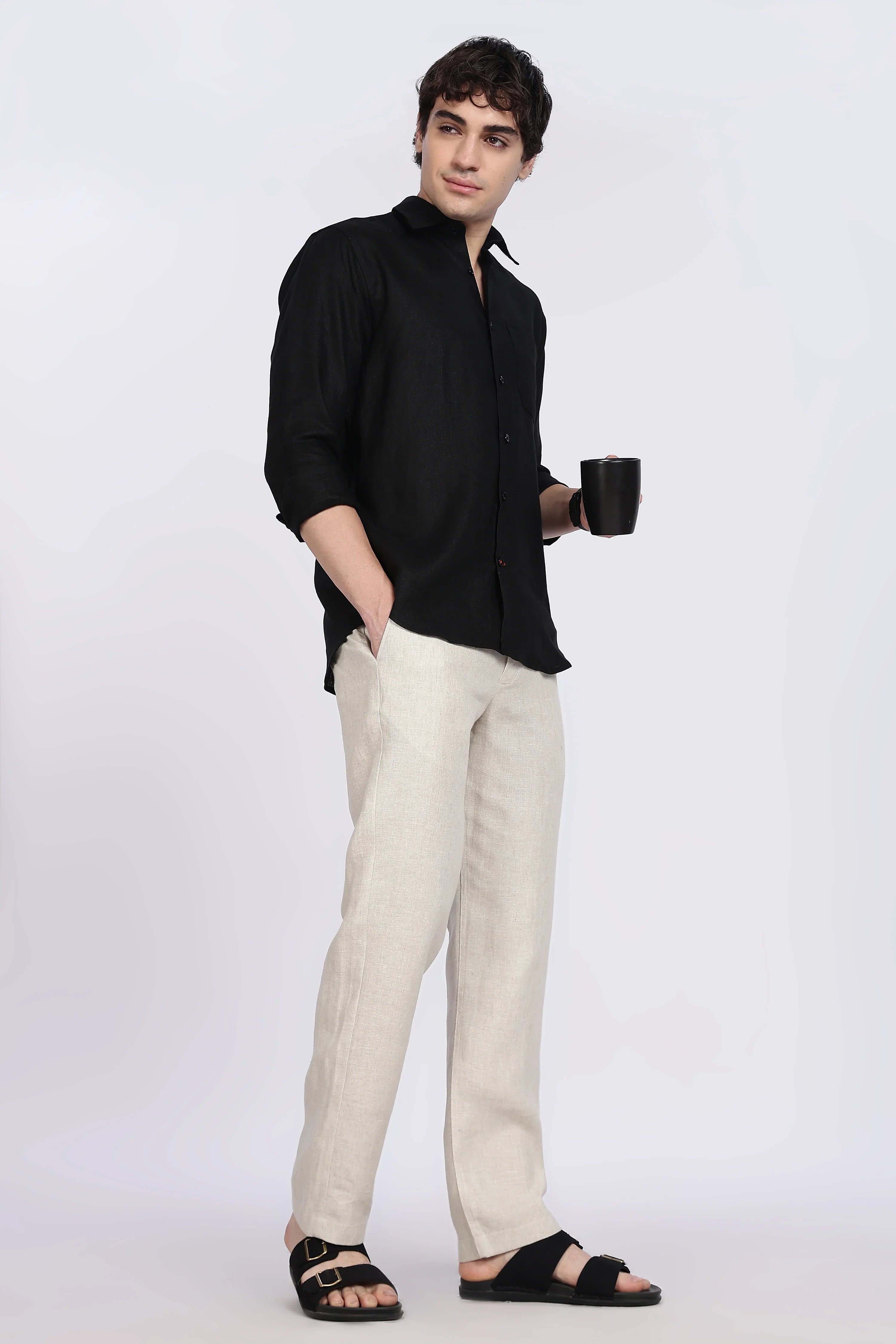 Men’s Beige Linen Pants – 100% Pure Linen Trousers | Linen Culture
