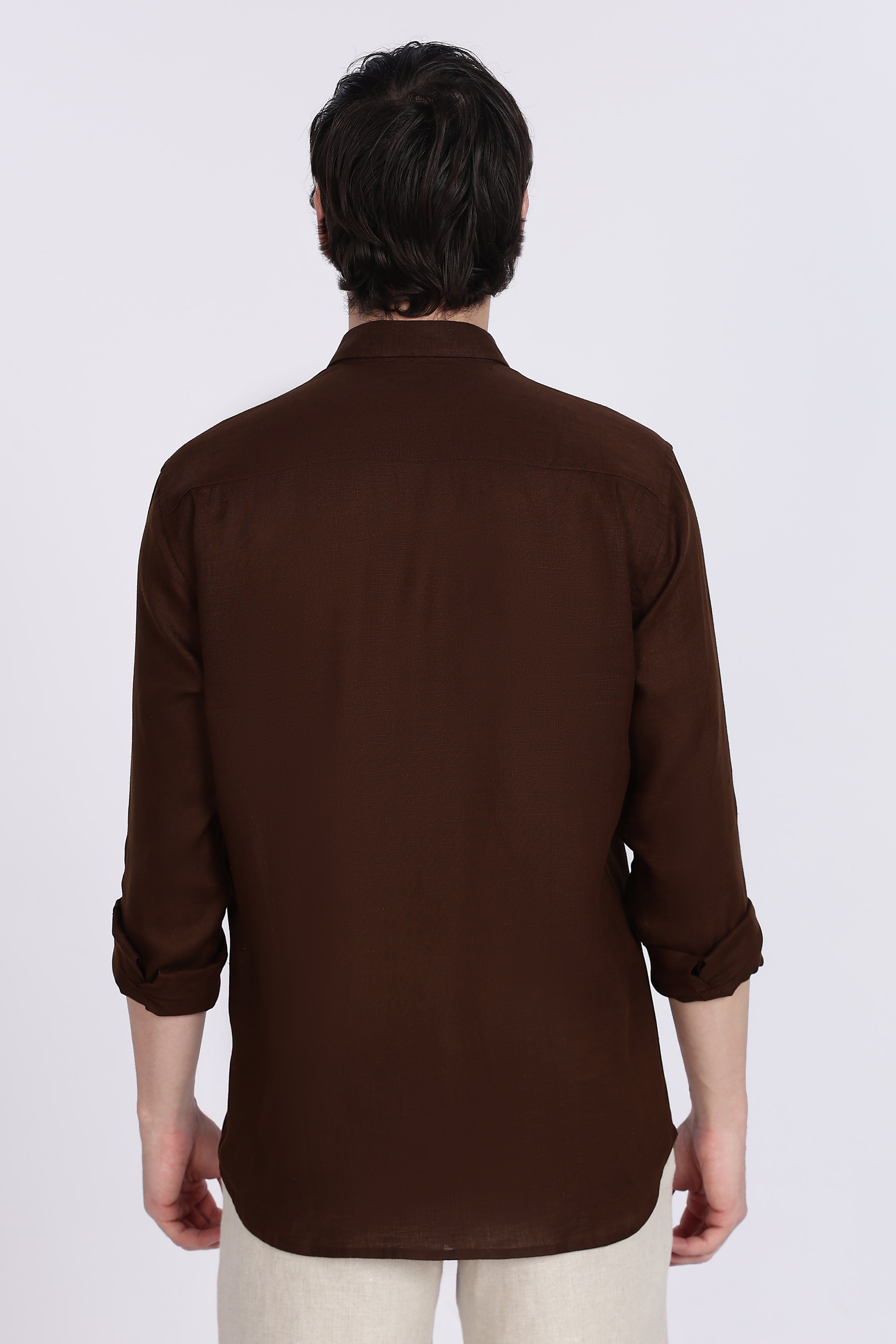 Men’s Mocha Brown Full Sleeve Linen Shirt – 100% Pure Linen | Linen Culture