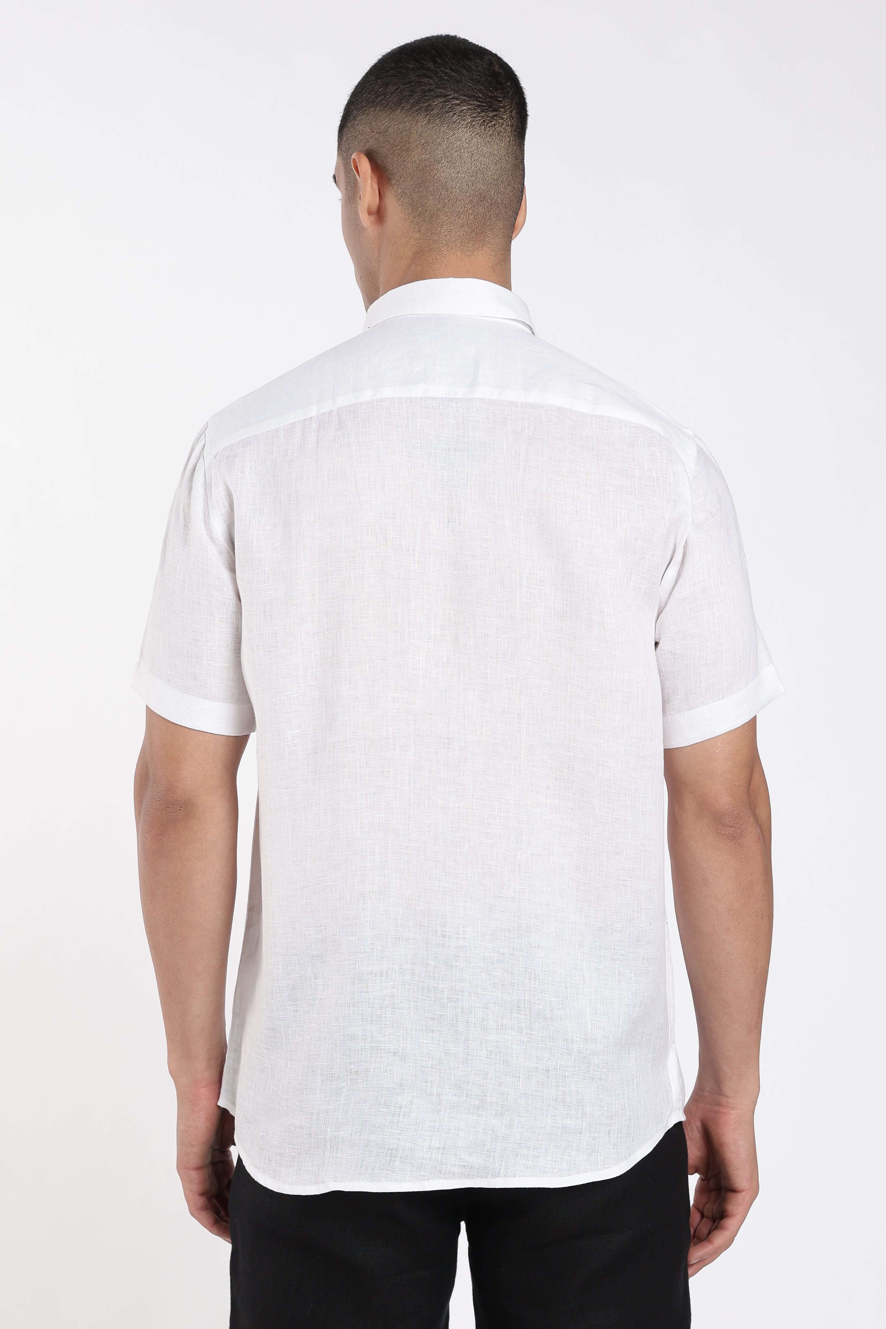 Men’s Premium White Linen Shirt with Hand-Painted Desert Landscape Artwork