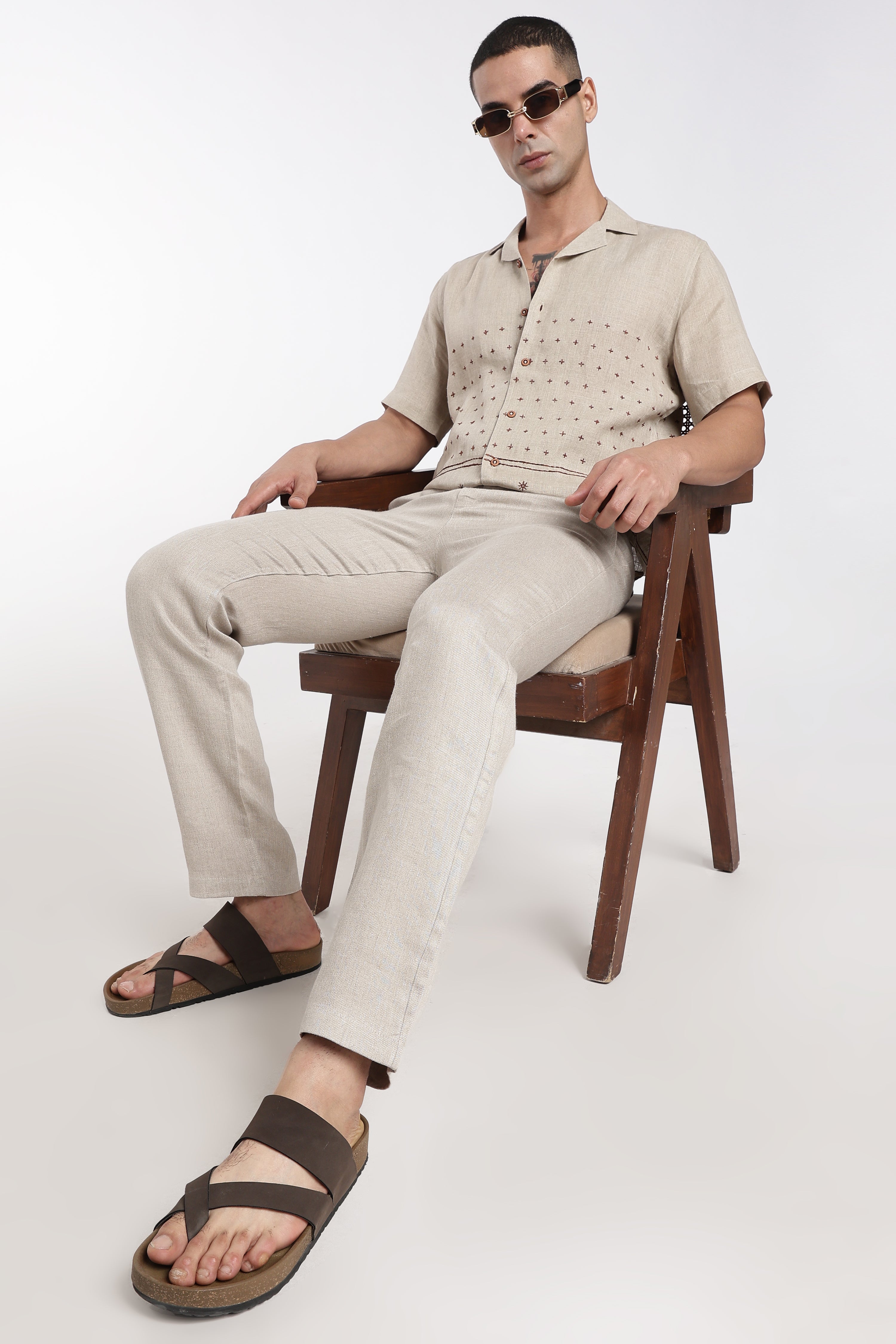 Men’s Premium Natural Linen Trousers | Beige Linen Pants for Smart Casual Use