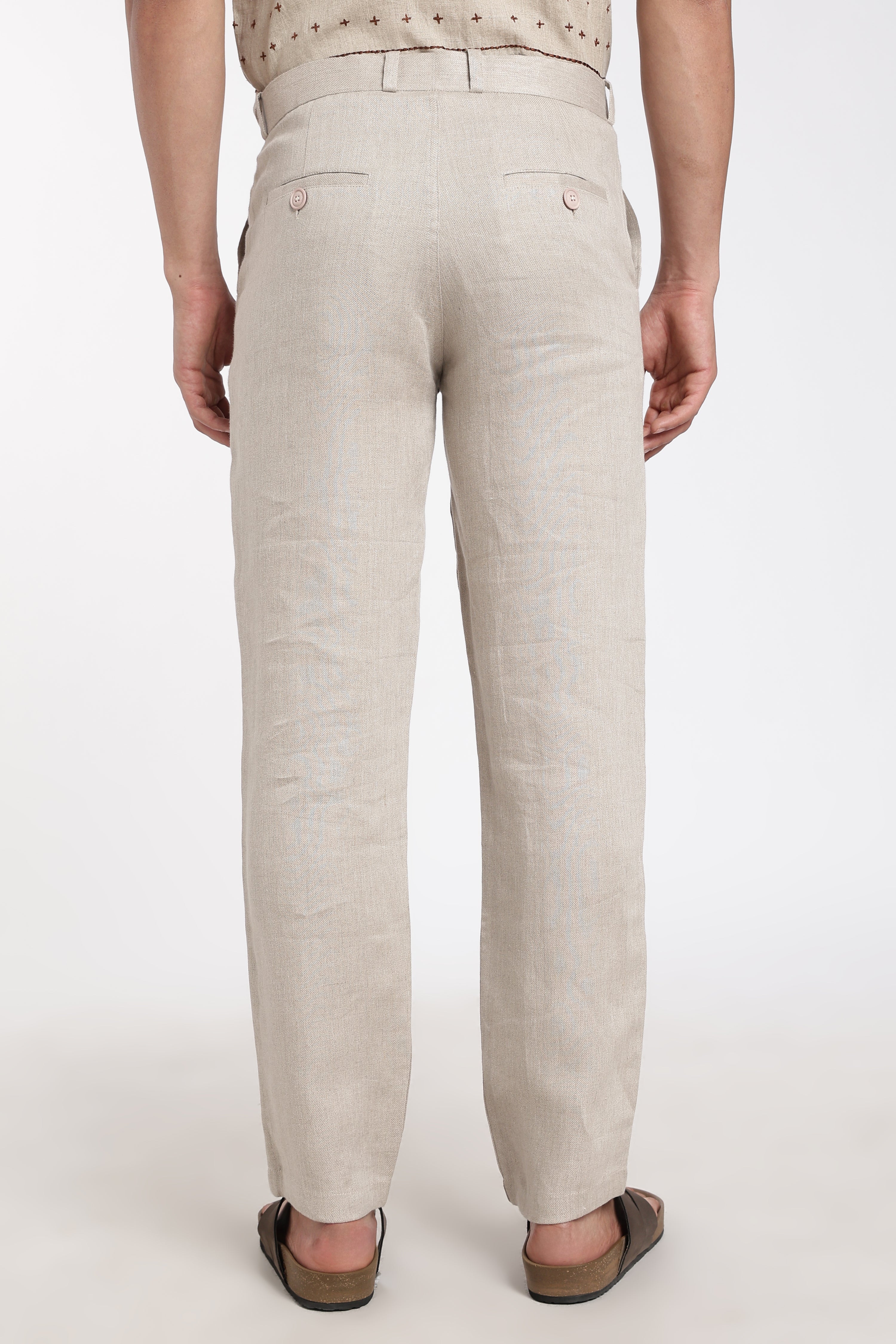 Men’s Premium Natural Linen Trousers | Beige Linen Pants for Smart Casual Use