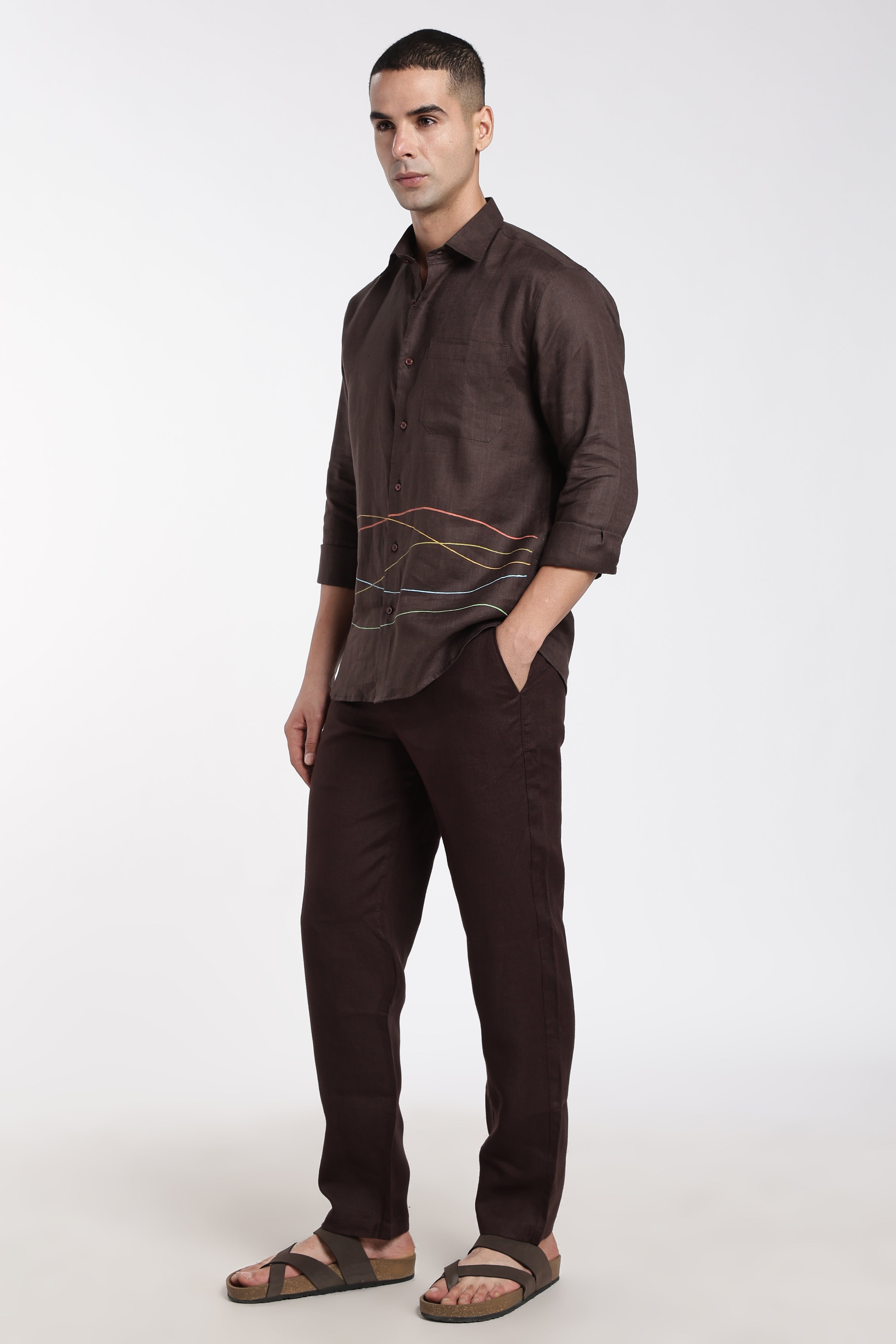 Men’s Premium Linen Co-Ord Set – Mocha Brown Designer Shirt & Trouser Set | Linen Culture