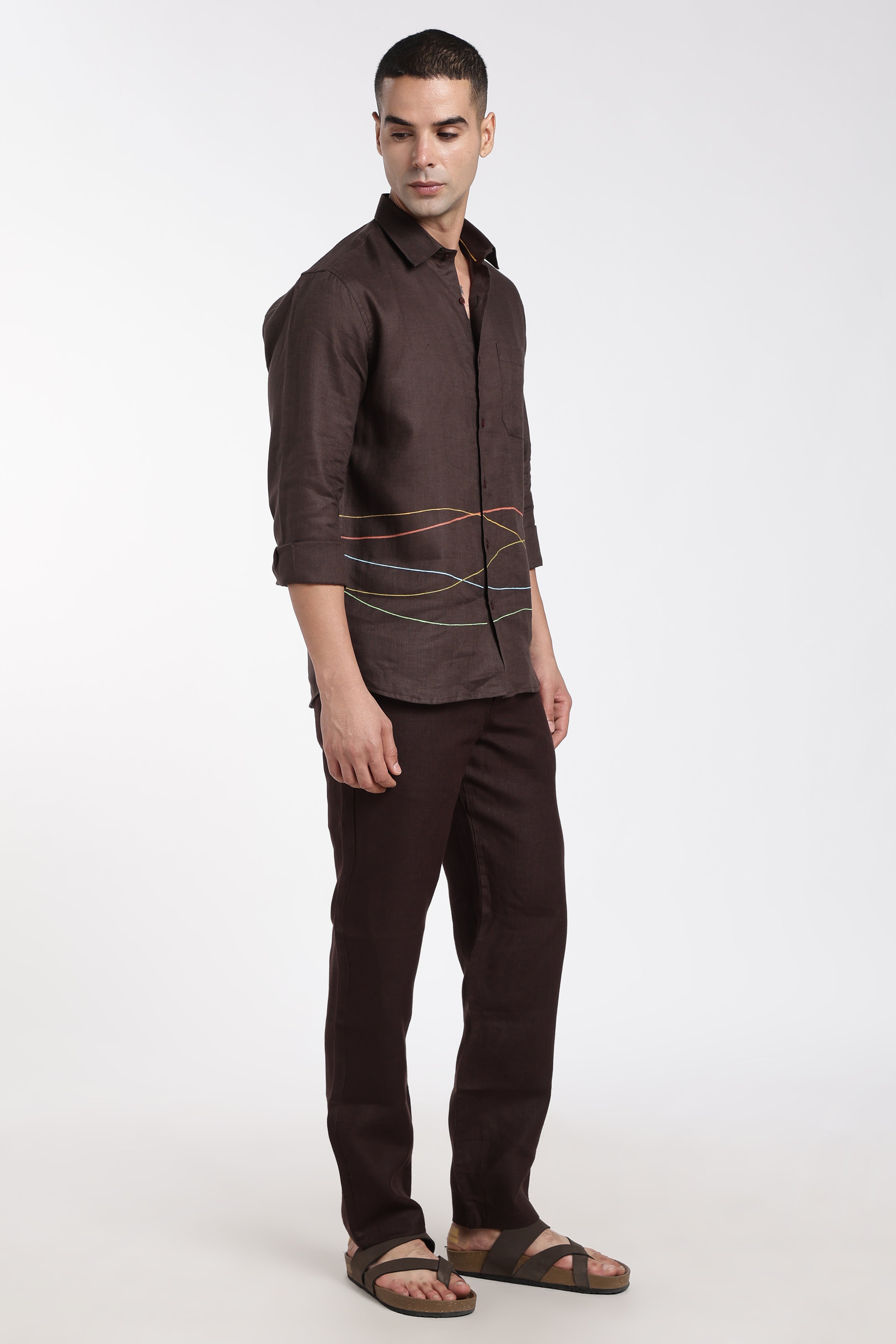 Men’s Premium Linen Co-Ord Set – Mocha Brown Designer Shirt & Trouser Set | Linen Culture