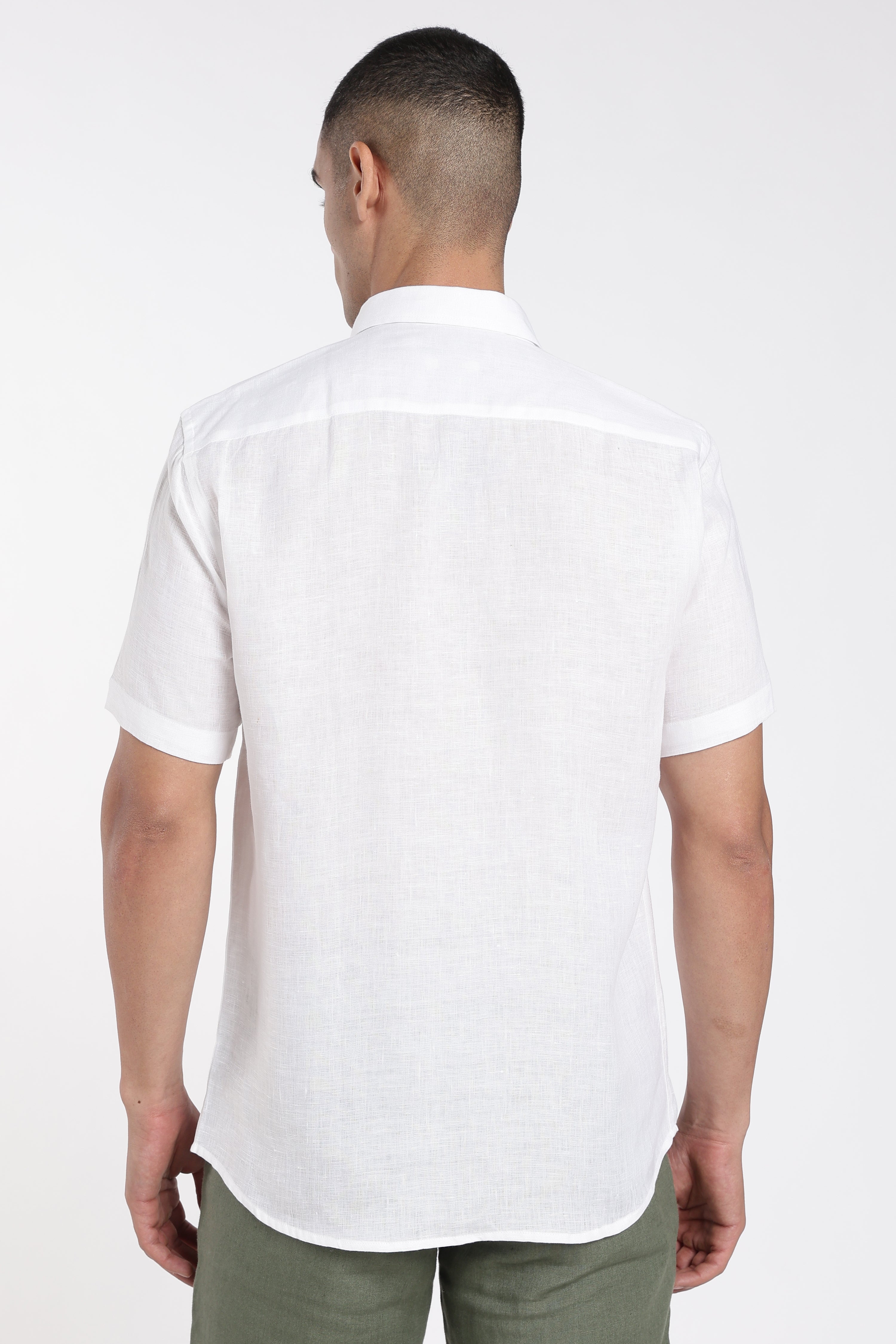 Men’s Hand-Painted White Linen Shirt – Floral Art Edition | Linen Culture