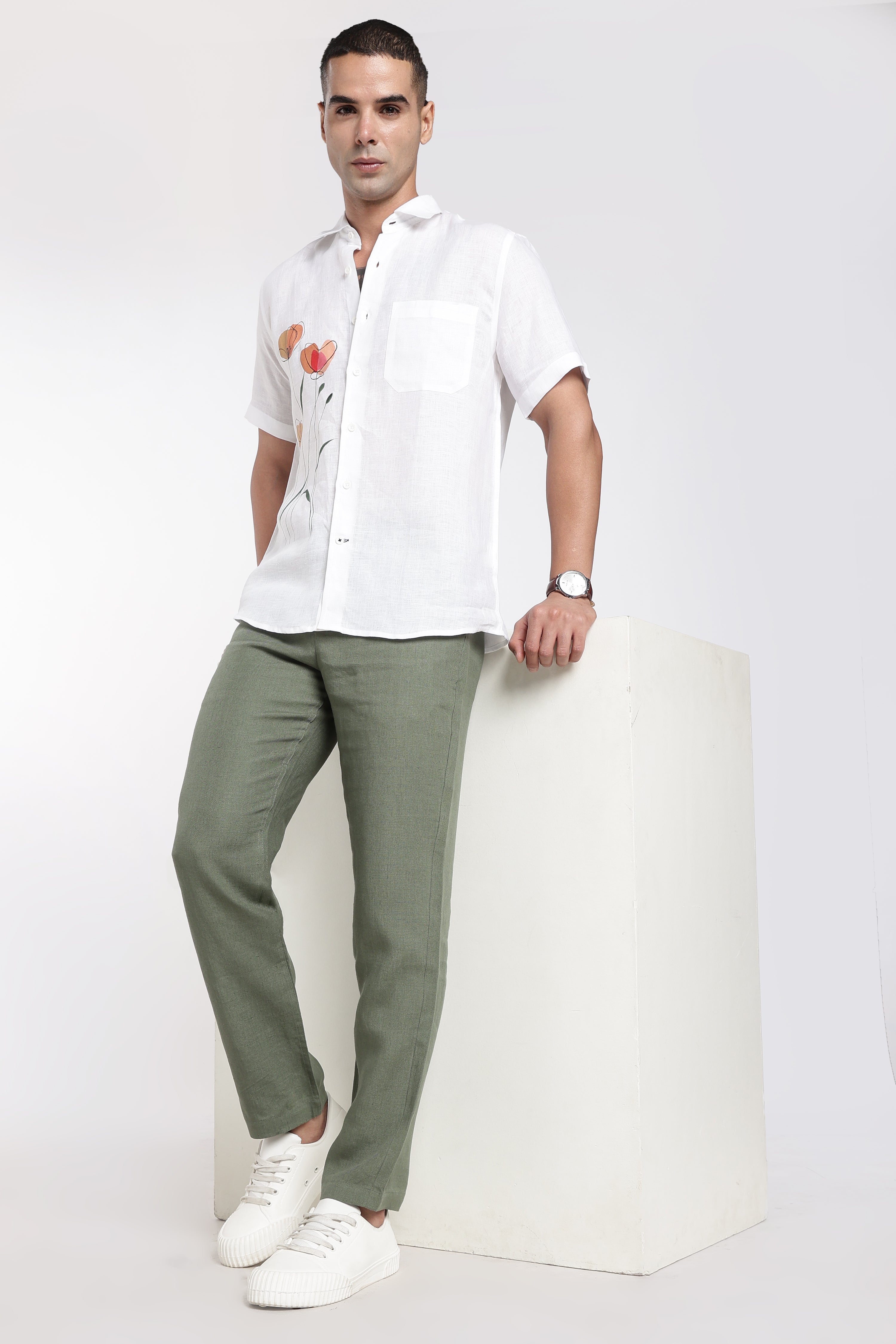 Men’s Sage Green Linen Trousers – Premium Tailored Fit | Linen Culture