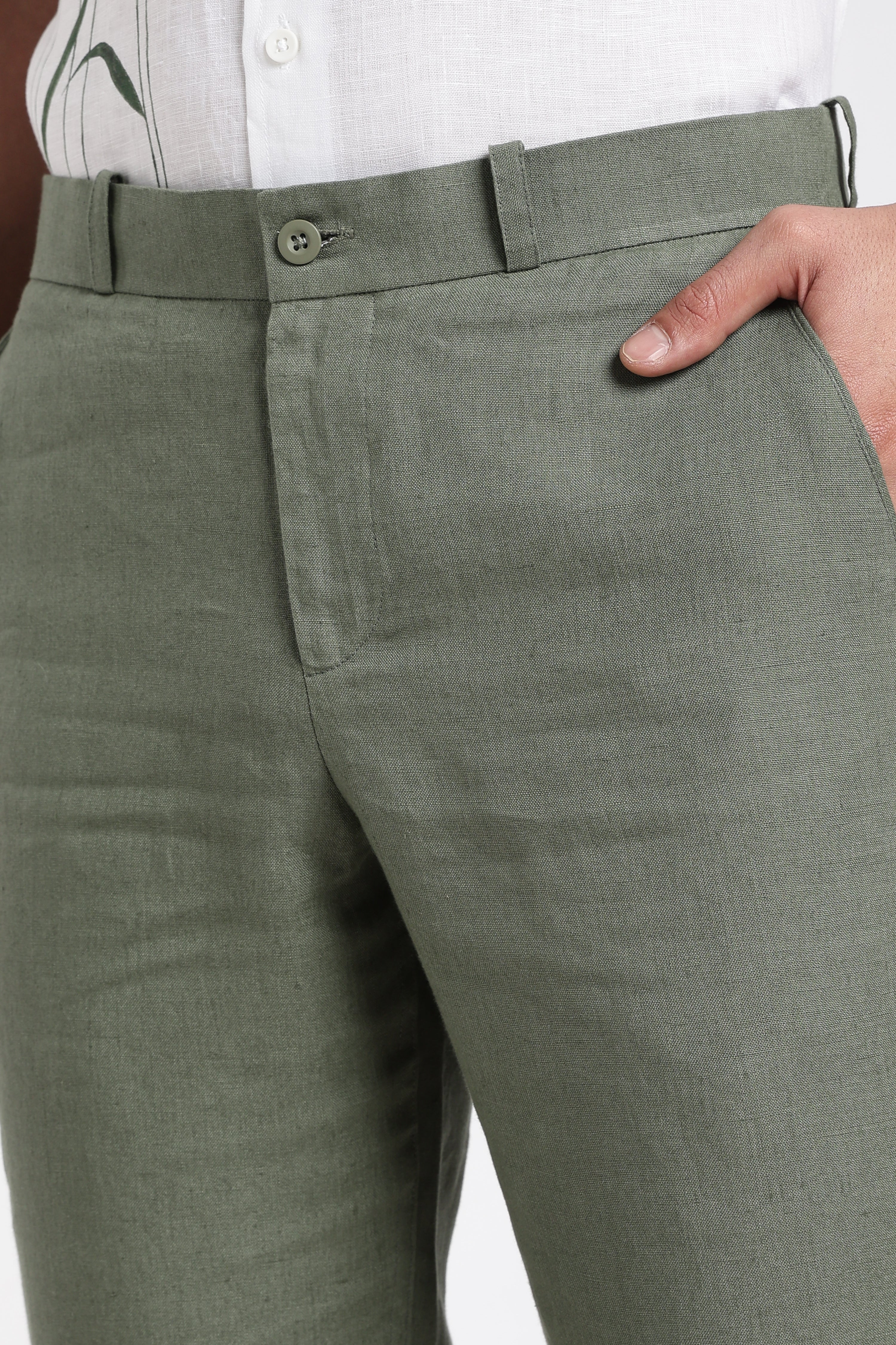 Men’s Sage Green Linen Trousers – Premium Tailored Fit | Linen Culture