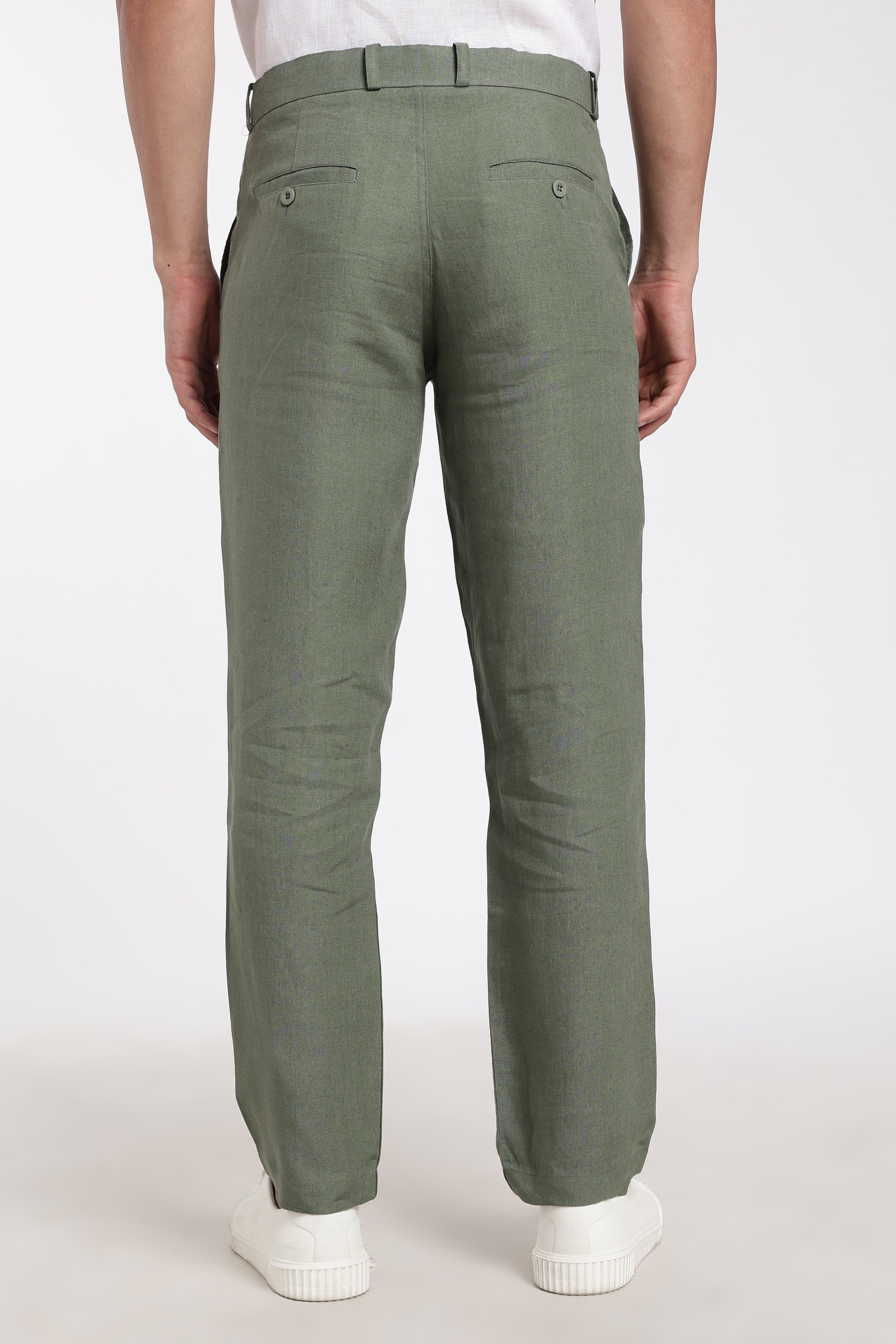Men’s Sage Green Linen Trousers – Premium Tailored Fit | Linen Culture