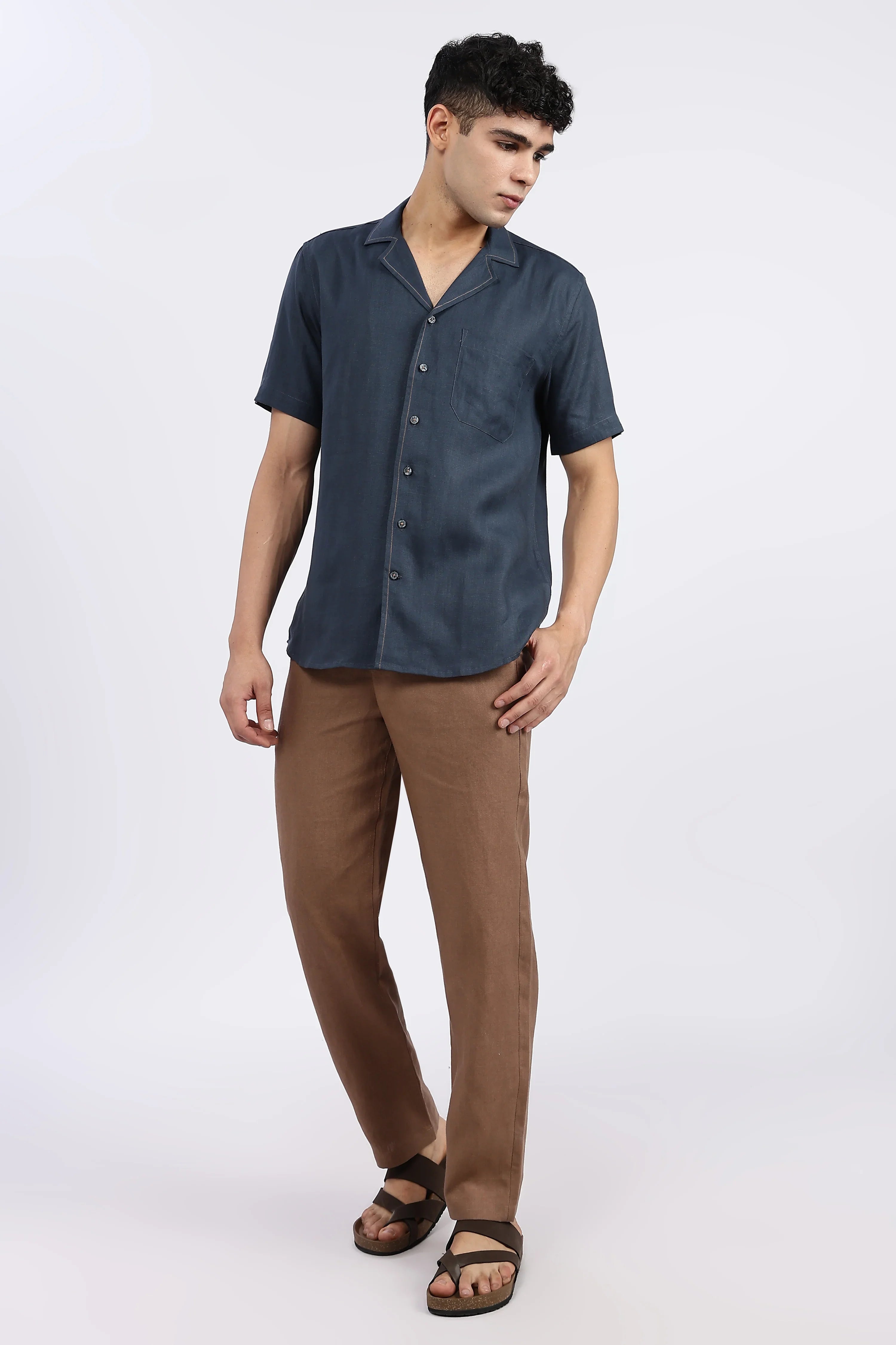 Men’s  Brown Linen Trouser | Natural by Linen Culture