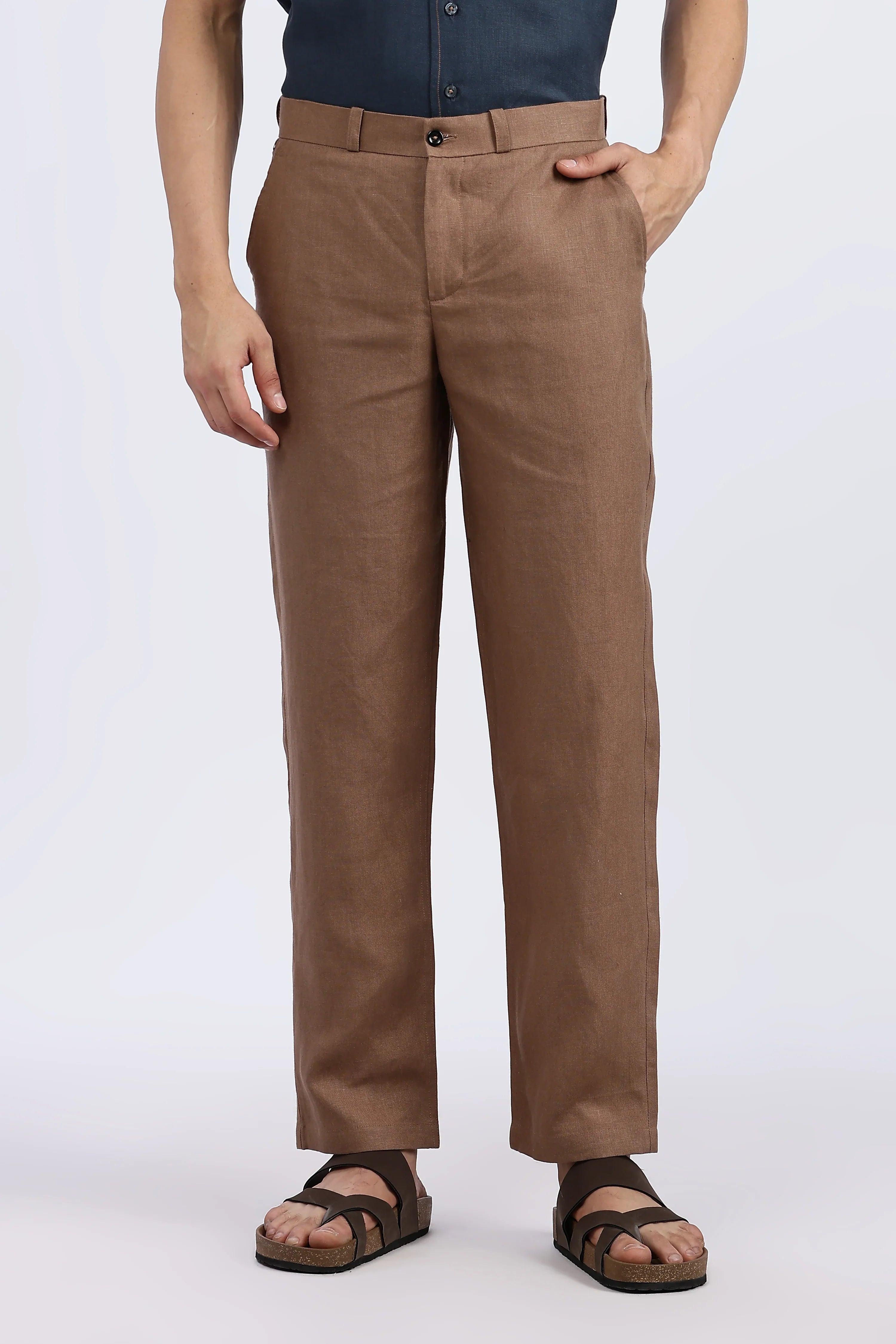Men’s  Brown Linen Trouser | Natural by Linen Culture