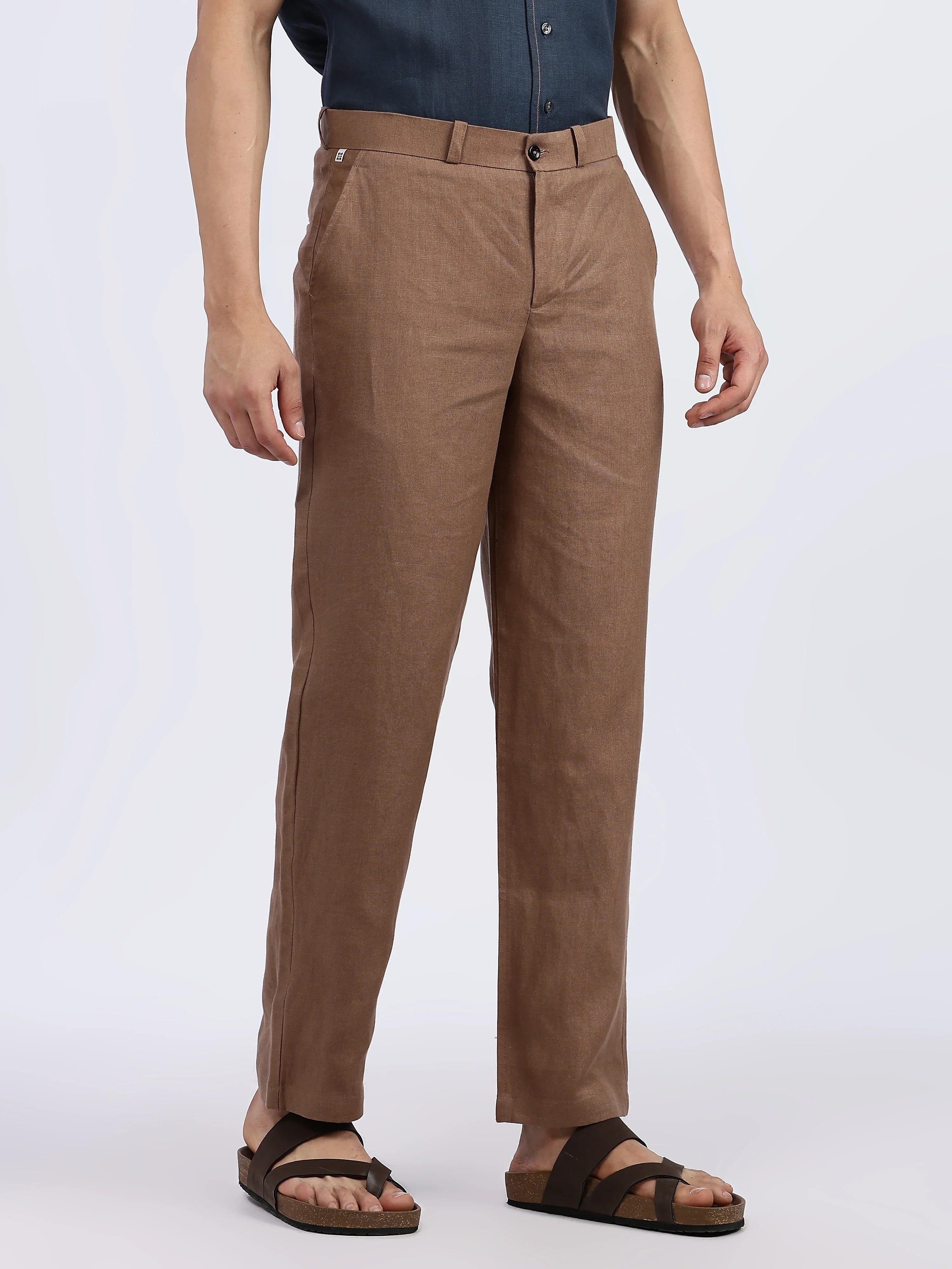 Men’s  Brown Linen Trouser | Natural by Linen Culture