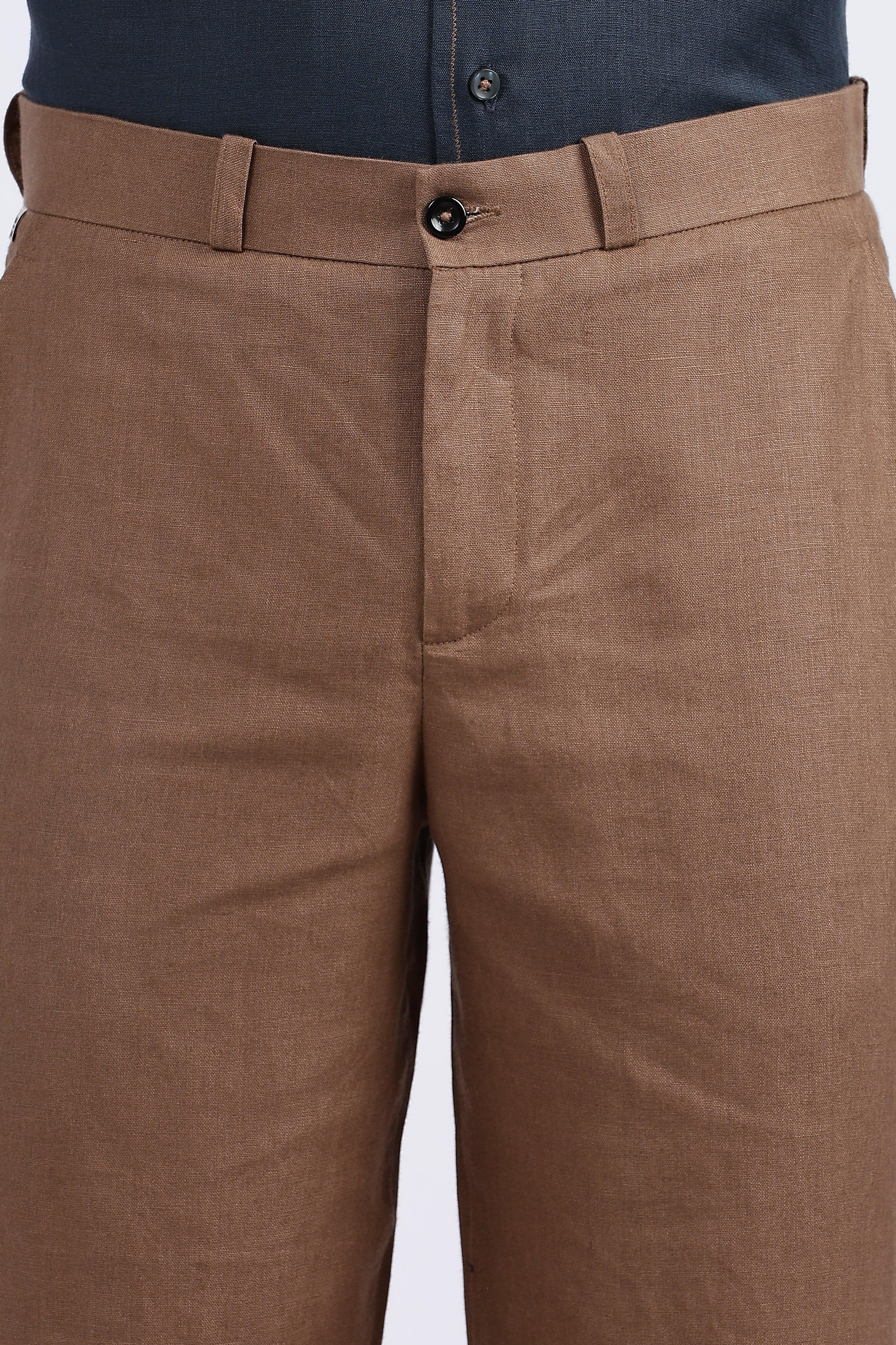 Men’s  Brown Linen Trouser | Natural by Linen Culture