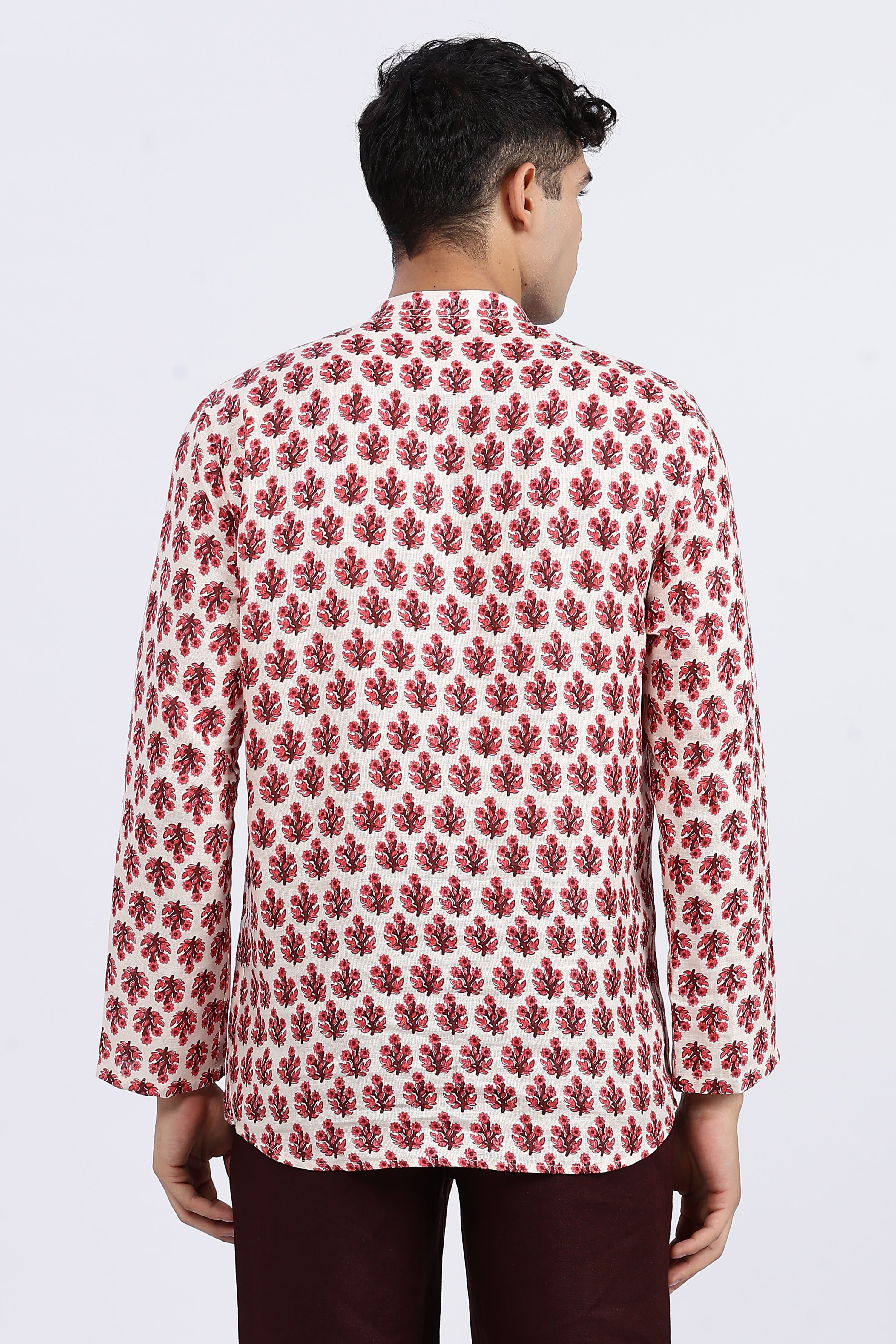 Pure 100% Linen Printed Full Sleeve Kurta | Cultural Edition by Linen Culture