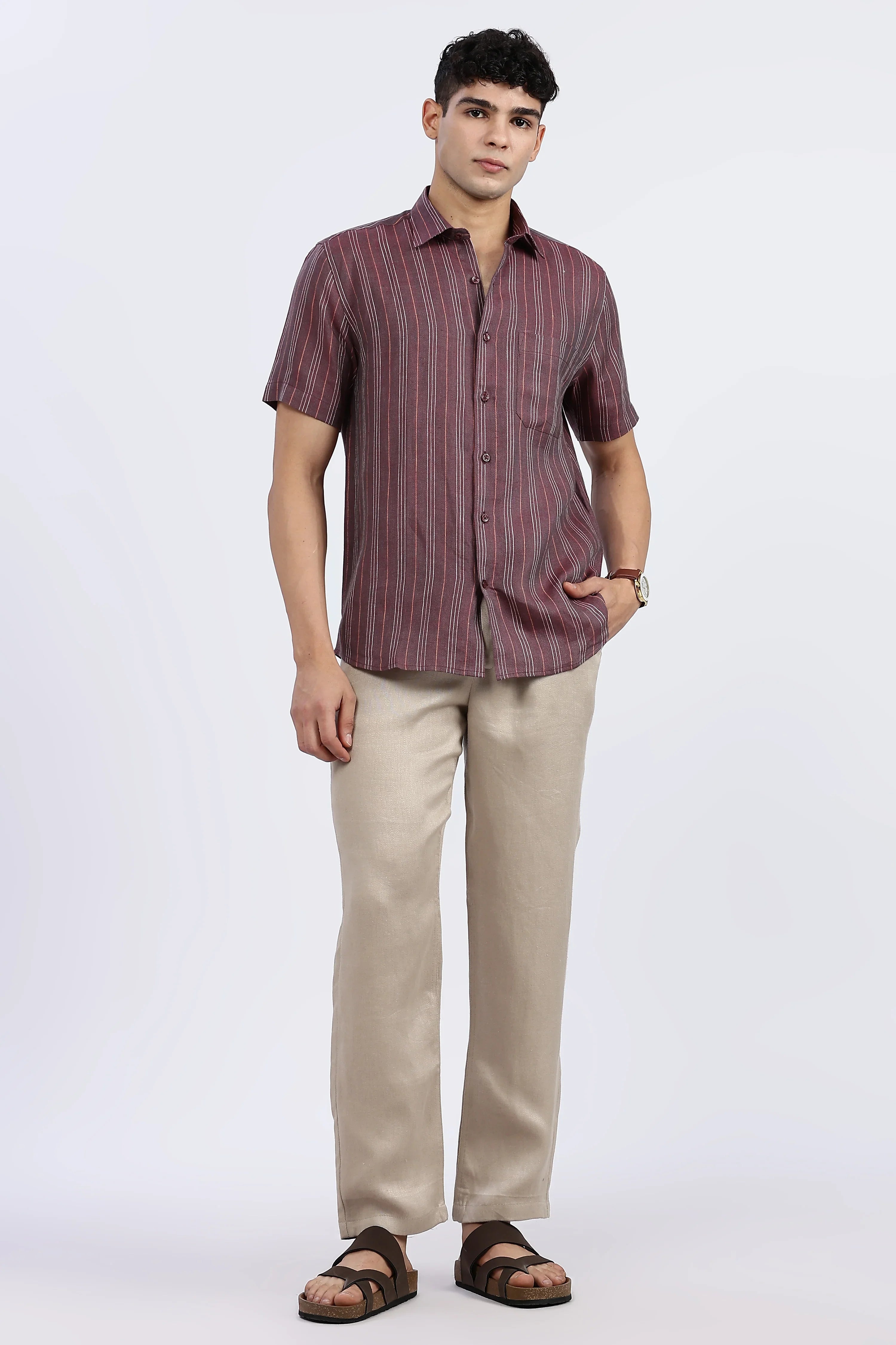 Men’s Beige Classic Linen Trouser | Natural Comfort by Linen Culture
