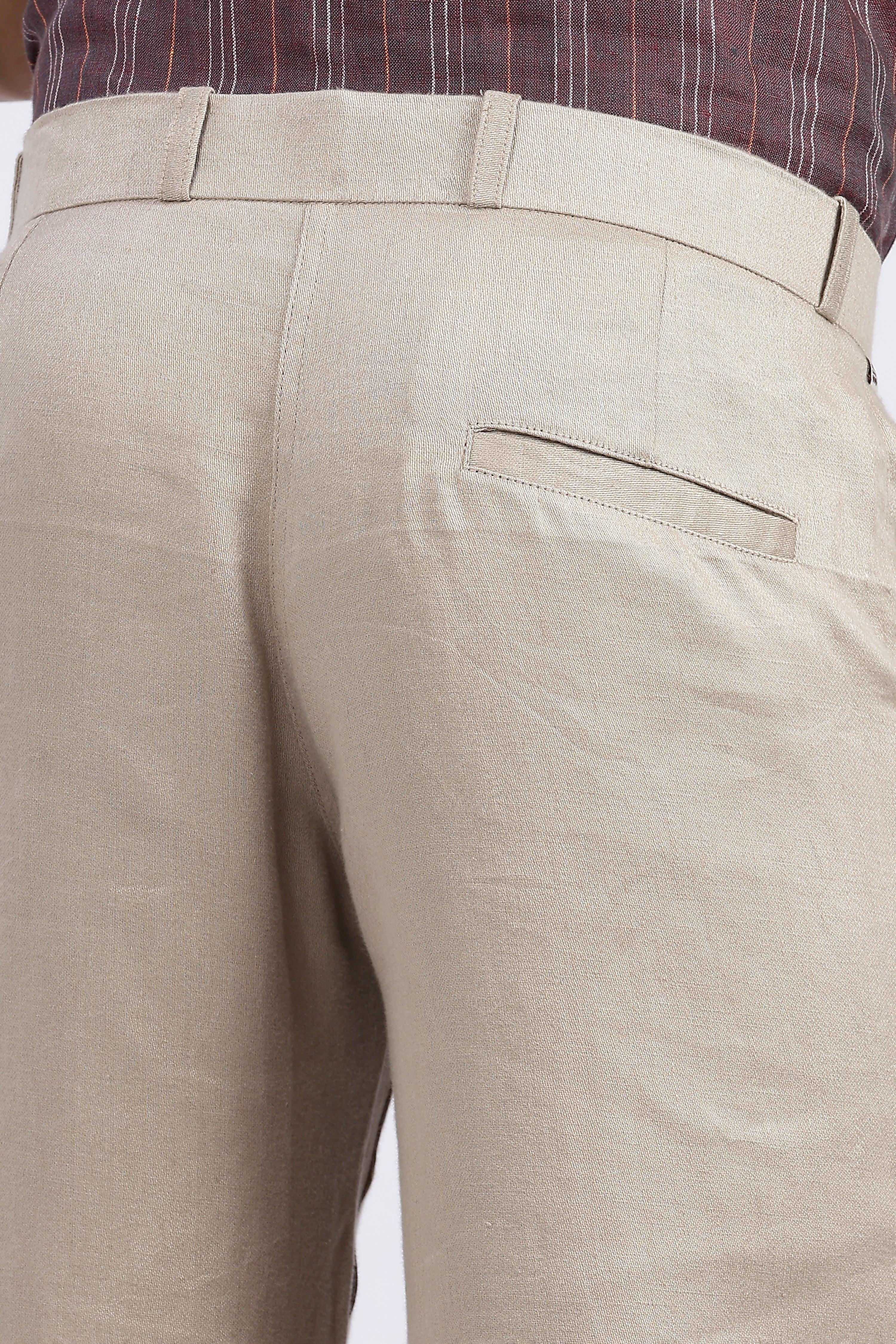 Men’s Beige Classic Linen Trouser | Natural Comfort by Linen Culture