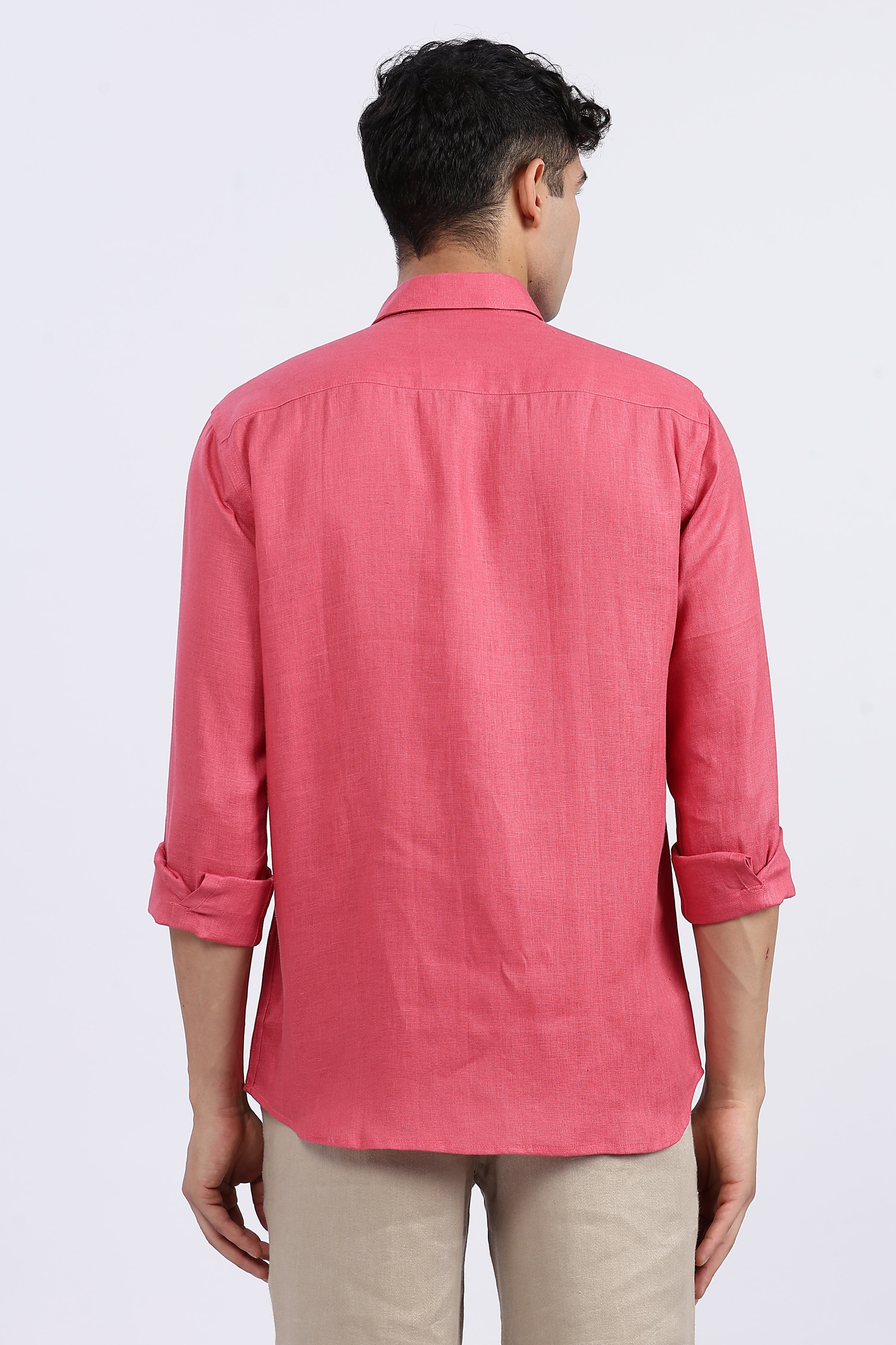 Men’s Coral Pink Premium Linen Shirt – 100% Pure Linen | Linen Culture