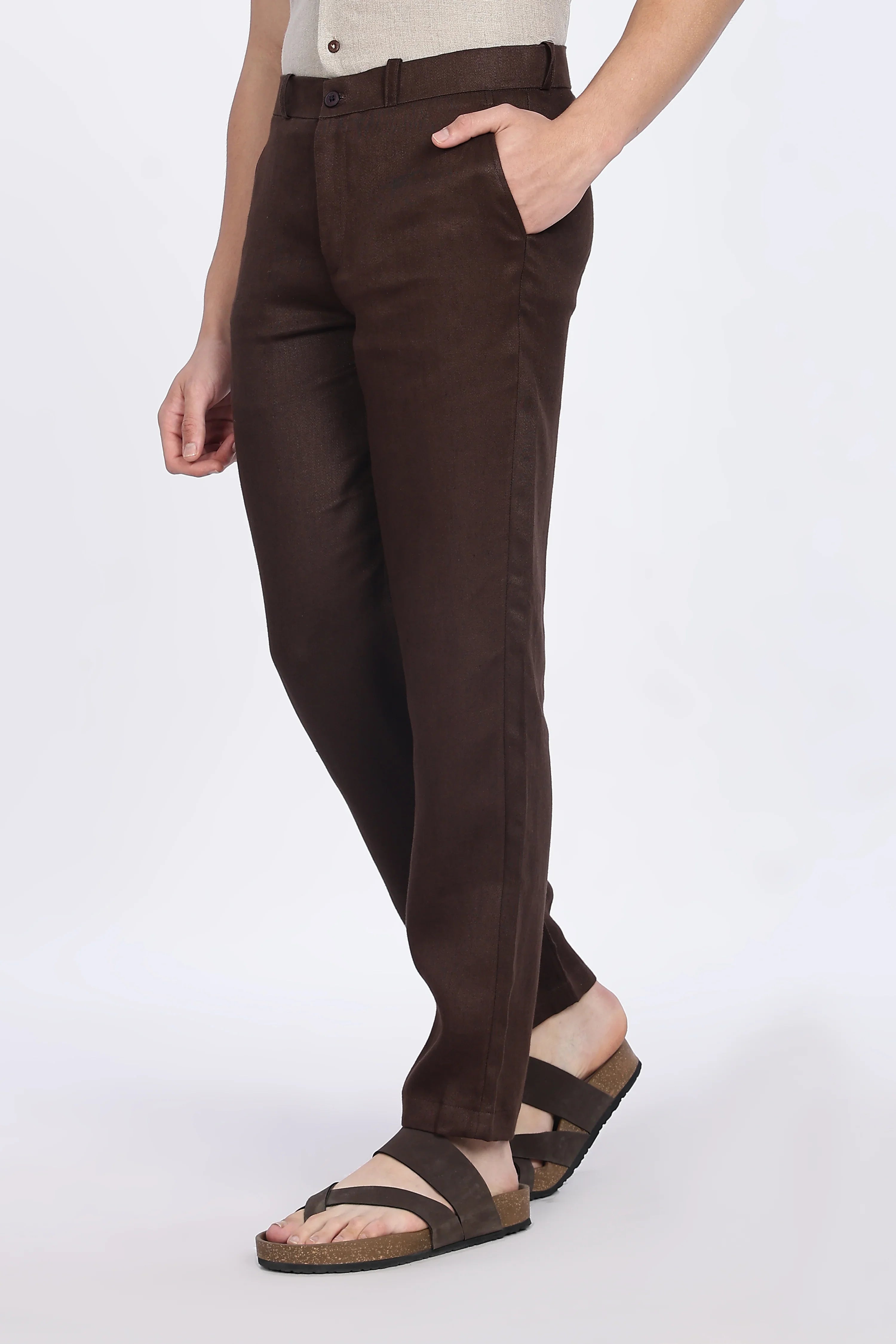 Men’s Brown Linen Pants – 100% Pure Linen Trousers | Linen Culture