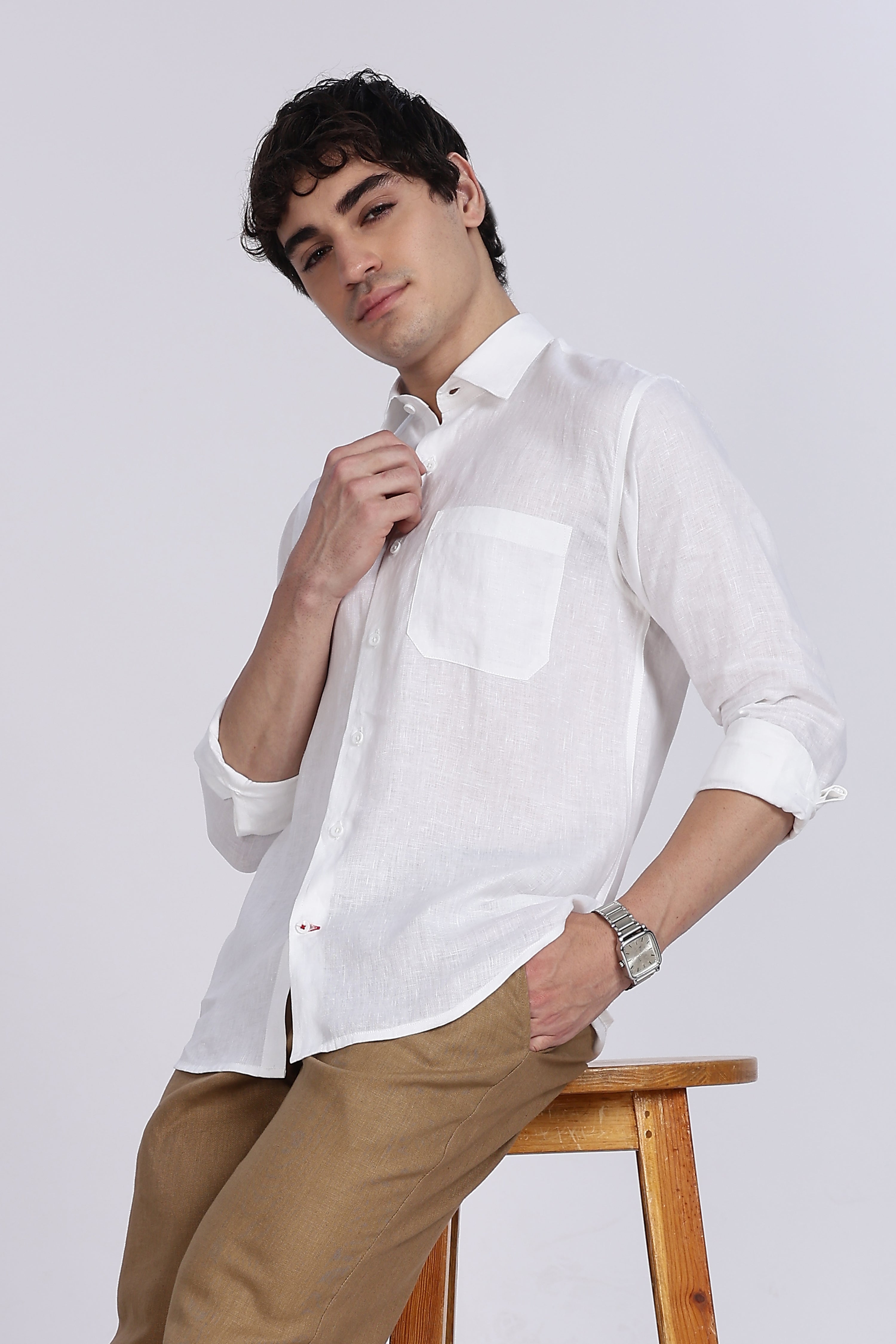 Men’s White Full Sleeve Linen Shirt – Classic & Pure Linen | Linen Culture