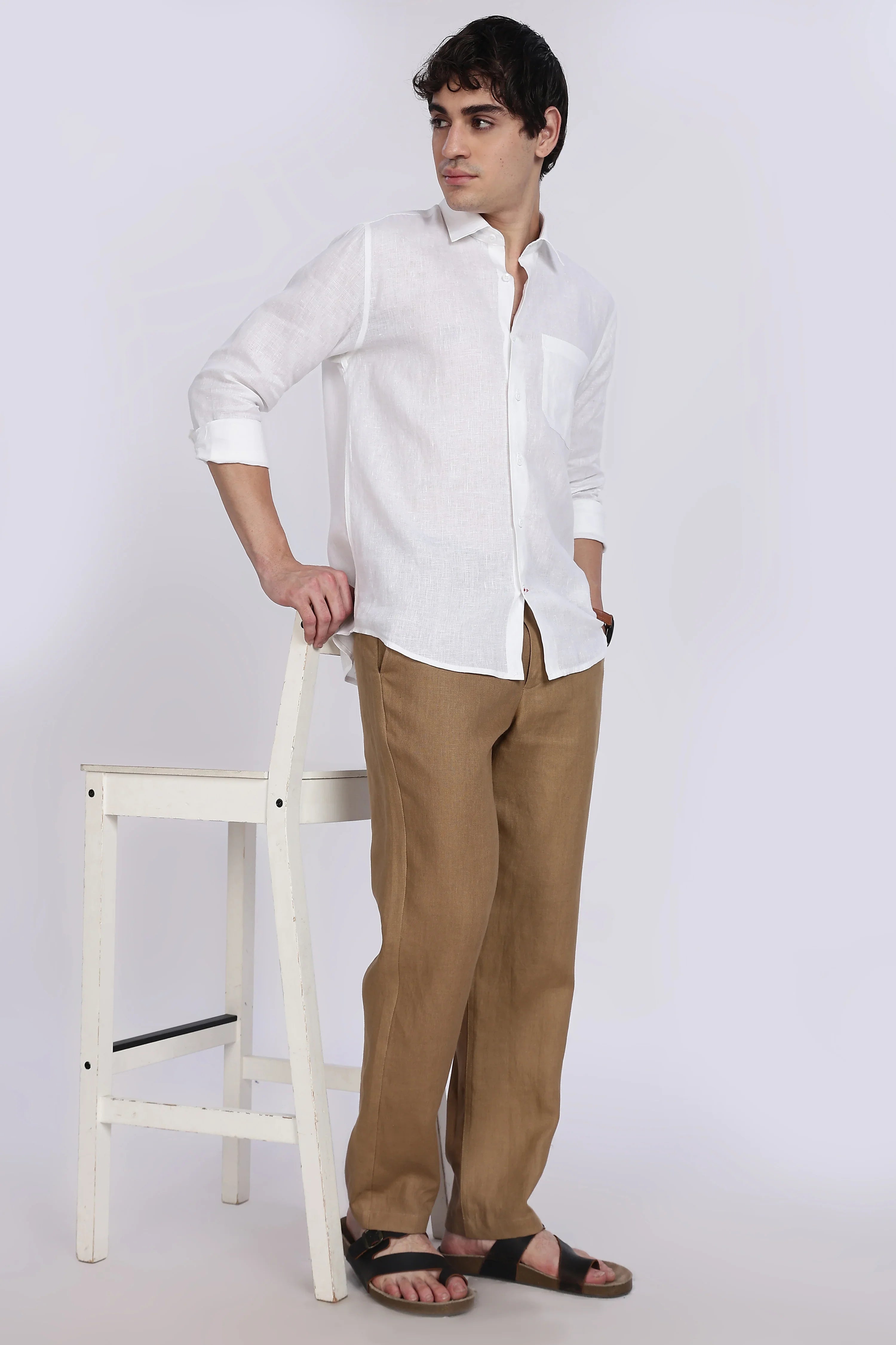 Men’s Khaki Brown Linen Pants – 100% Pure Linen Trousers | Linen Culture