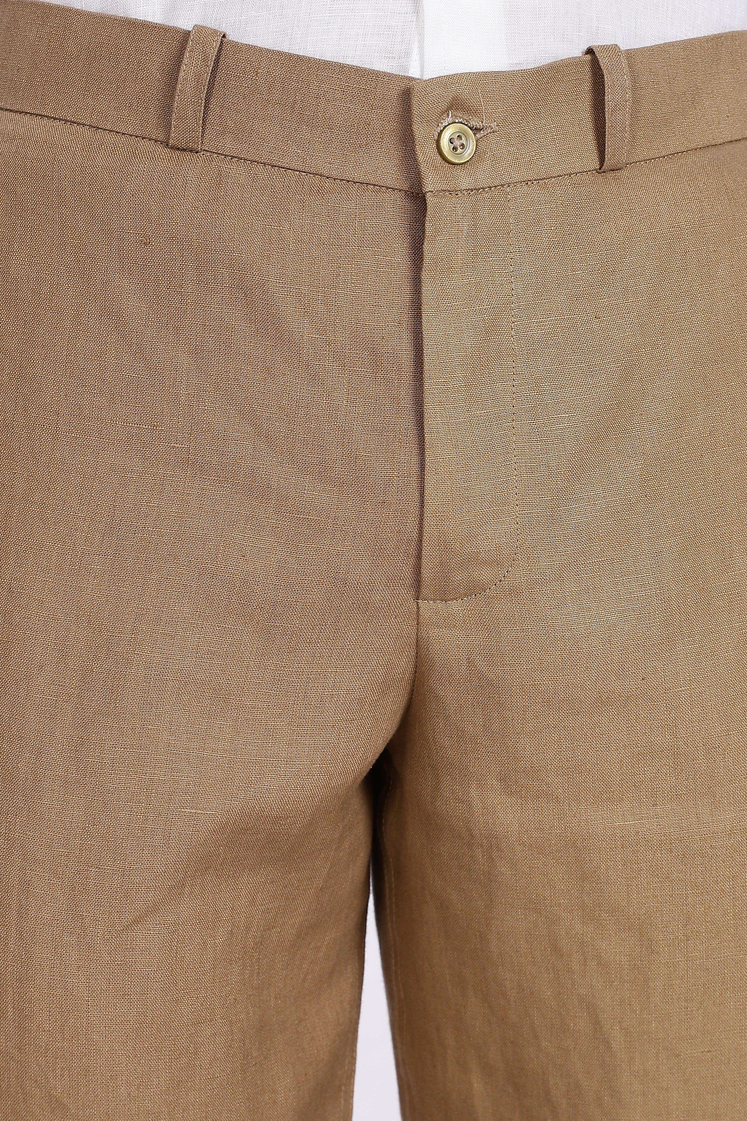 Men’s Khaki Brown Linen Pants – 100% Pure Linen Trousers | Linen Culture