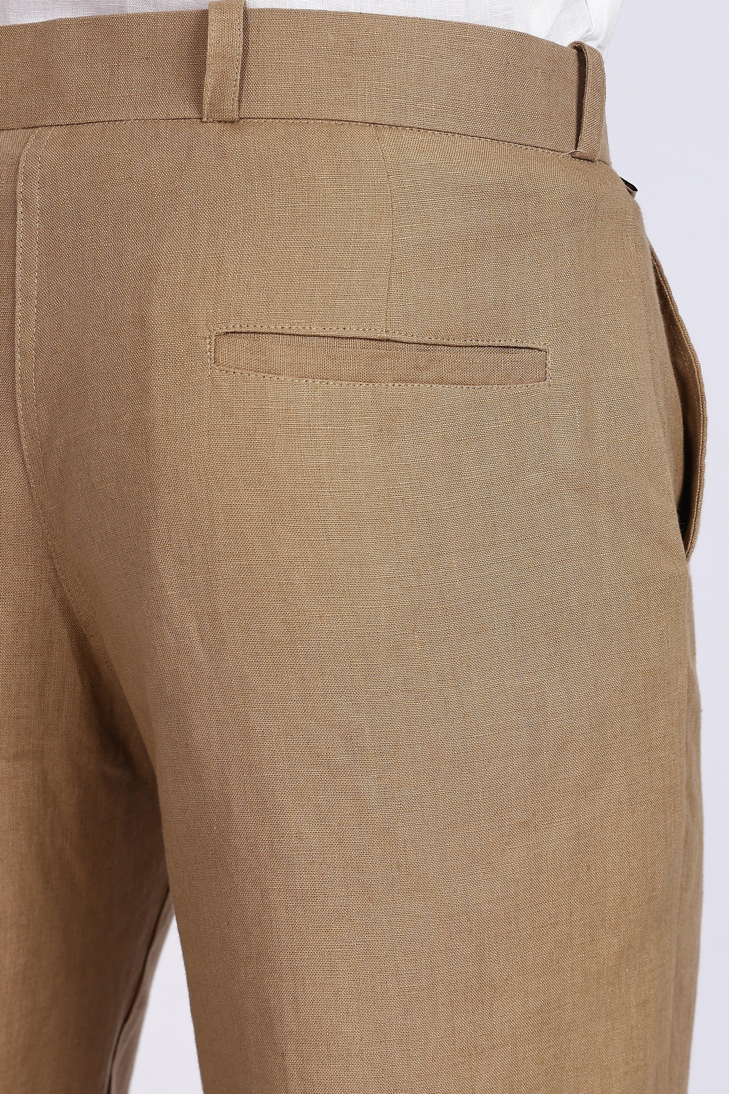 Men’s Khaki Brown Linen Pants – 100% Pure Linen Trousers | Linen Culture