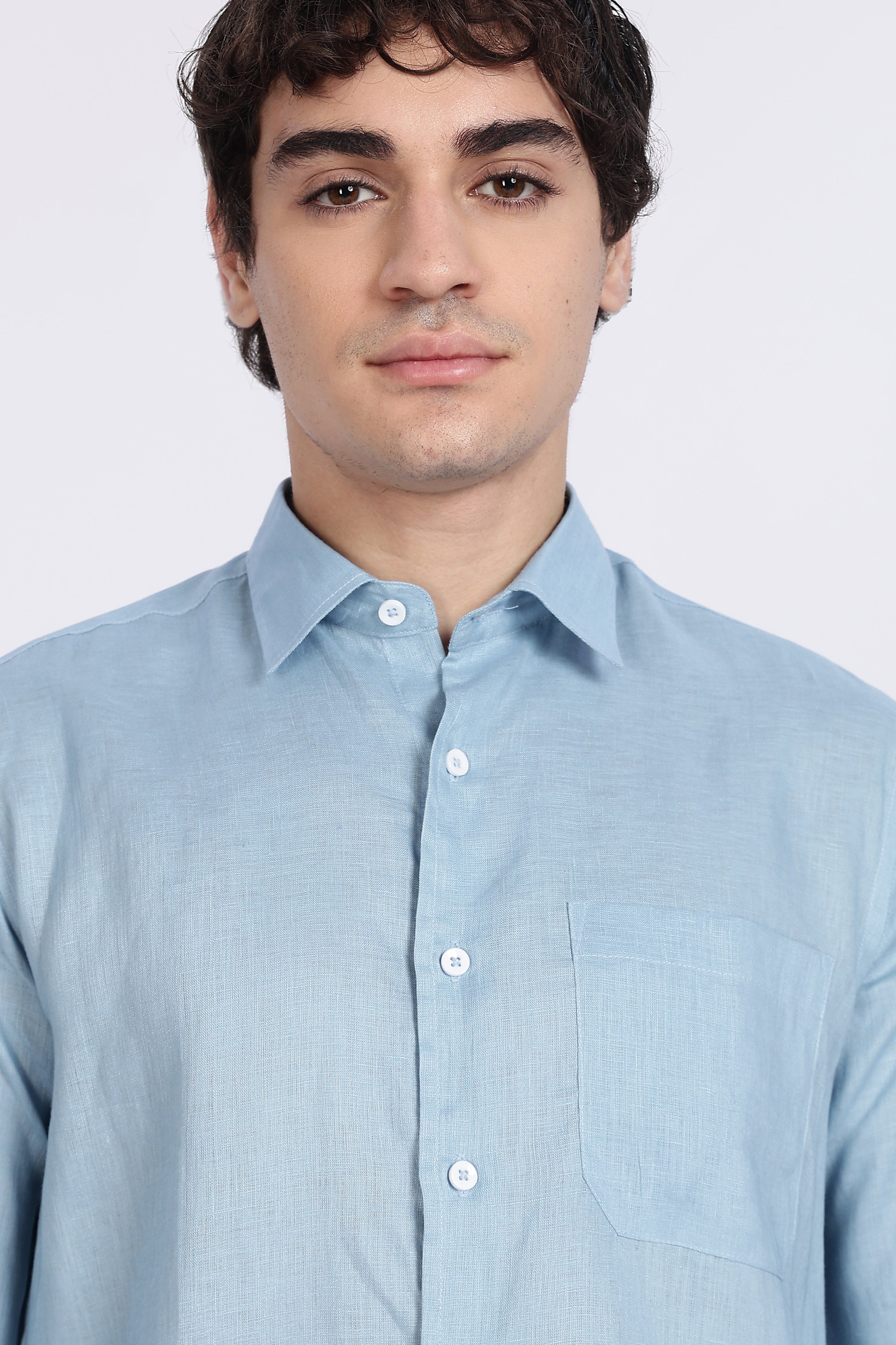 Men’s Light Blue Full Sleeve Linen Shirt – 100% Pure Linen | Linen Culture