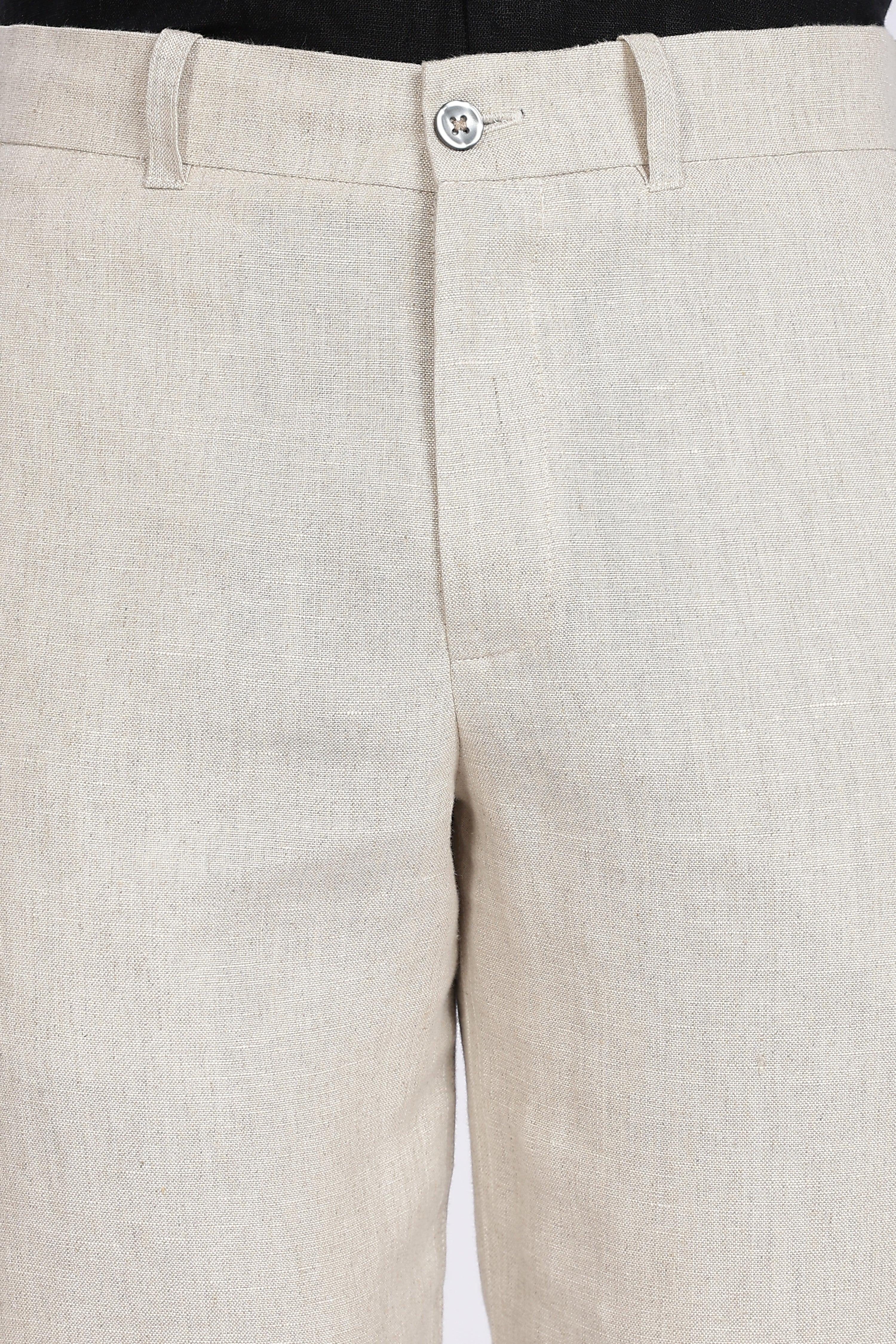 Men’s Beige Linen Pants – 100% Pure Linen Trousers | Linen Culture