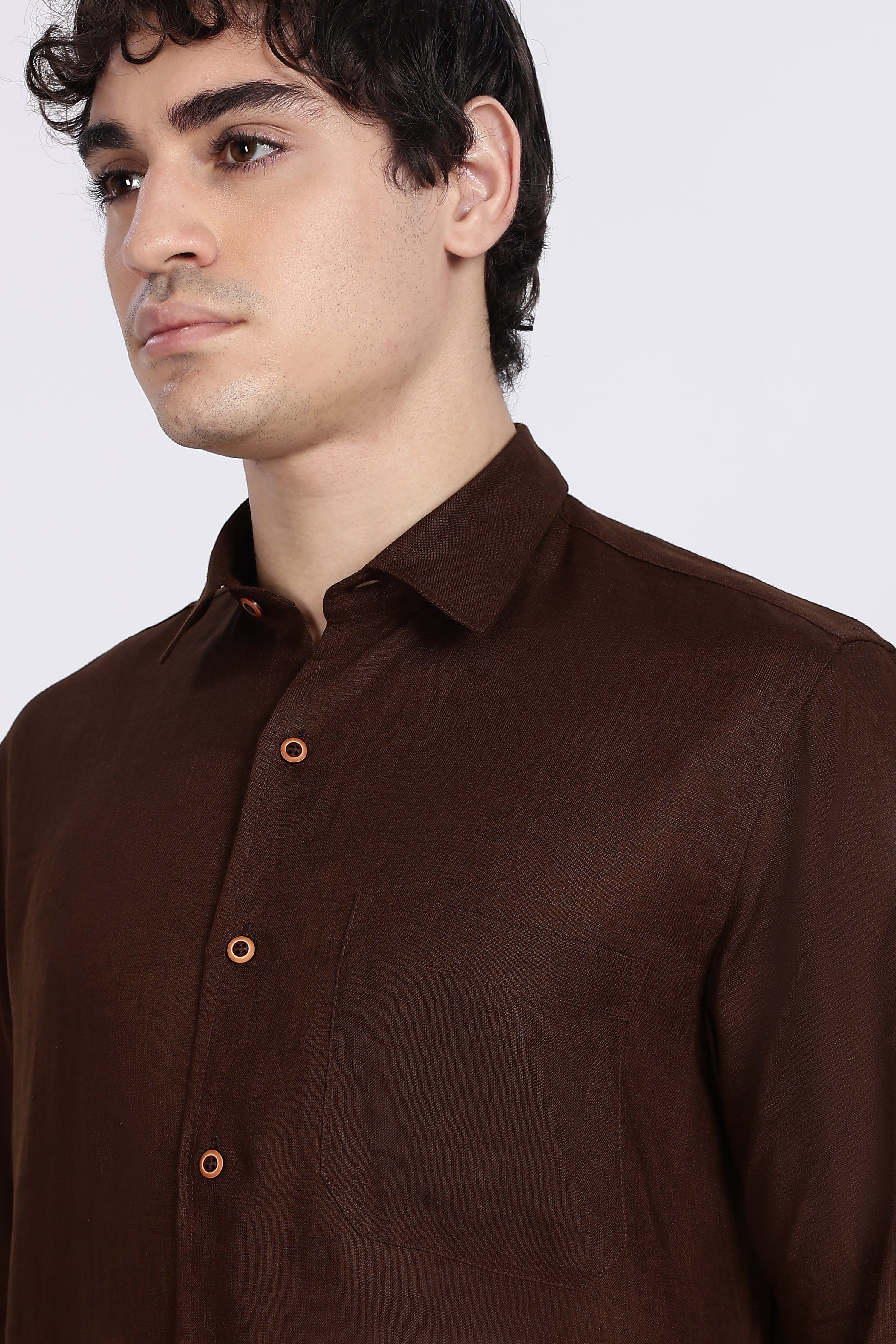 Men’s Mocha Brown Full Sleeve Linen Shirt – 100% Pure Linen | Linen Culture
