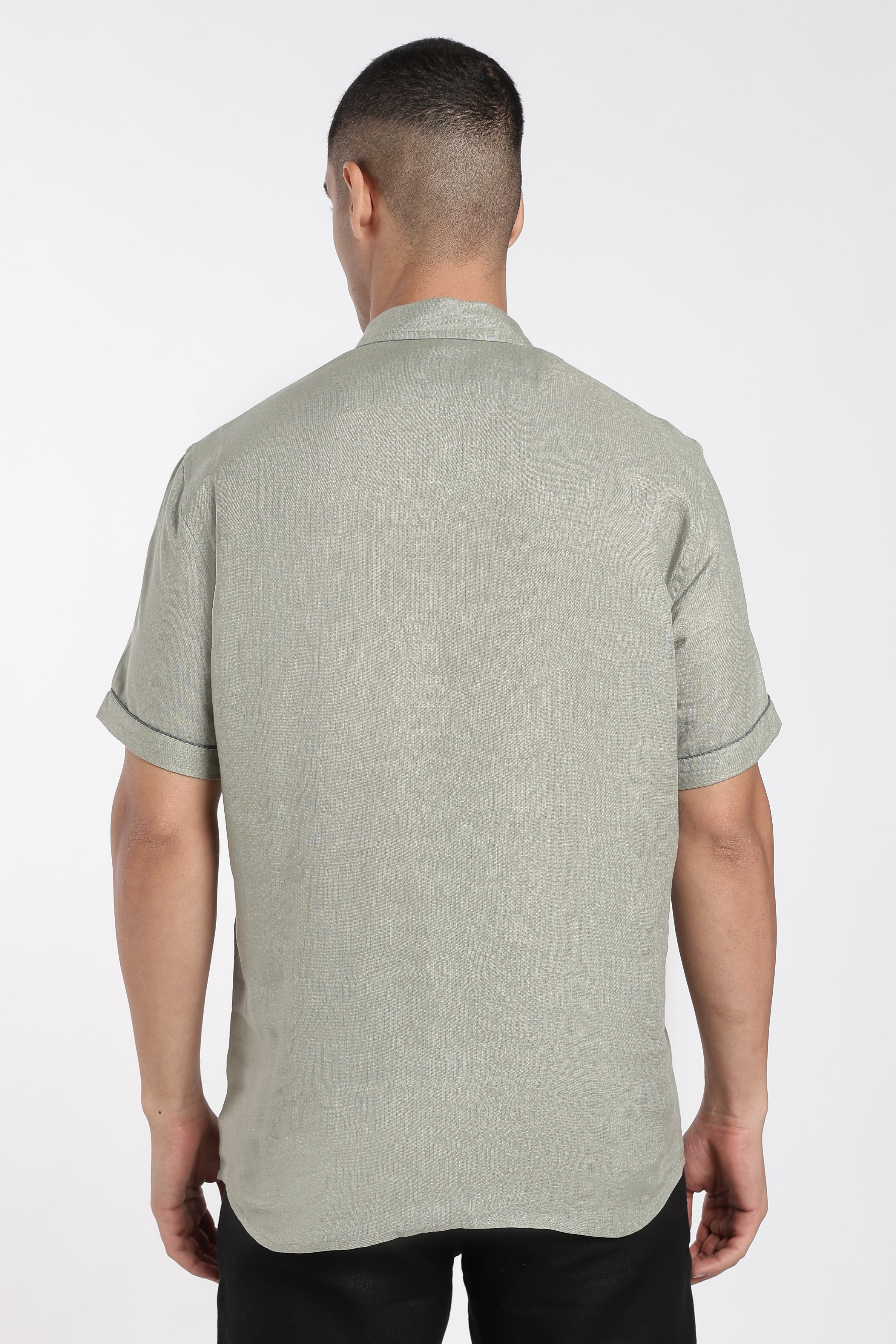 Premium Men’s Sage Green Linen Polo T-Shirt | Linen Culture