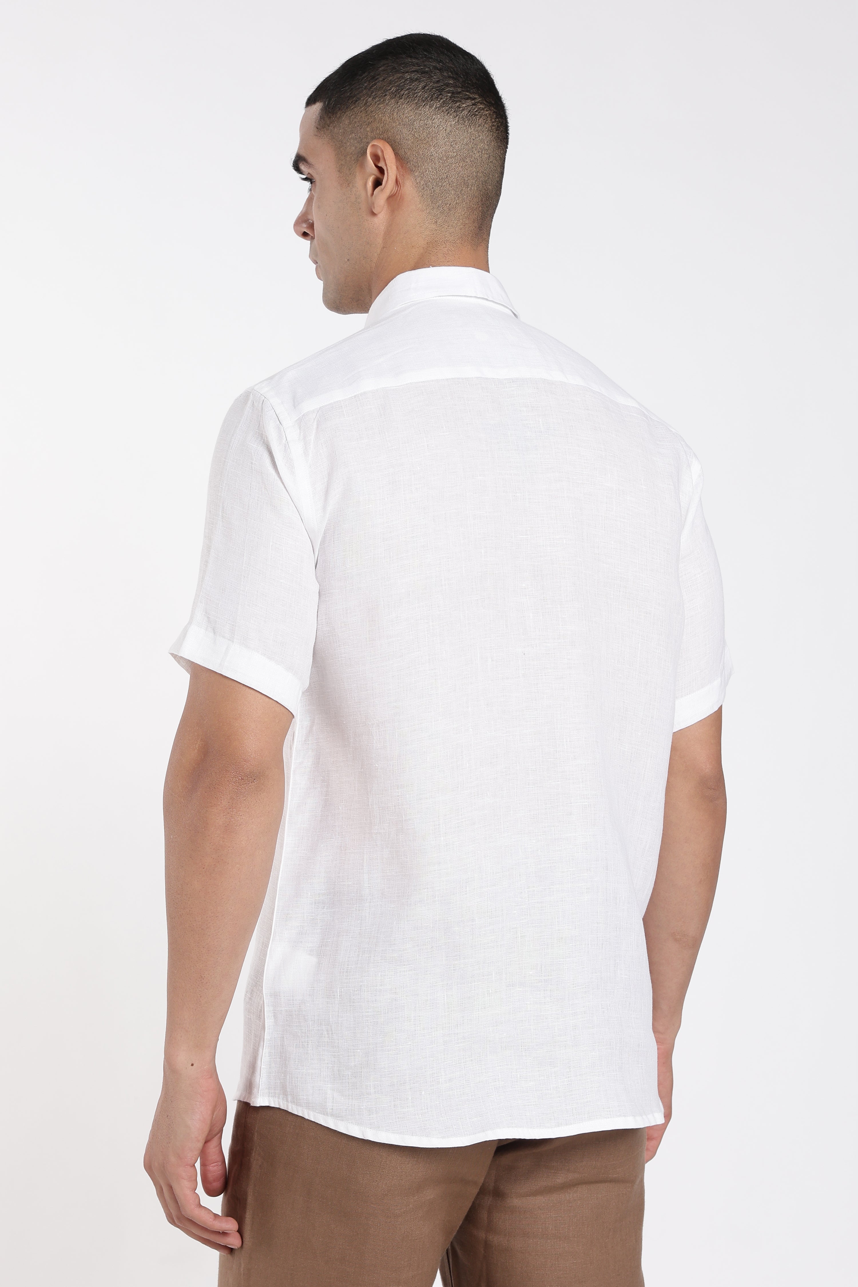 Men’s White Hand-Painted Linen Shirt with  Artwork | Designer Linen Shirt