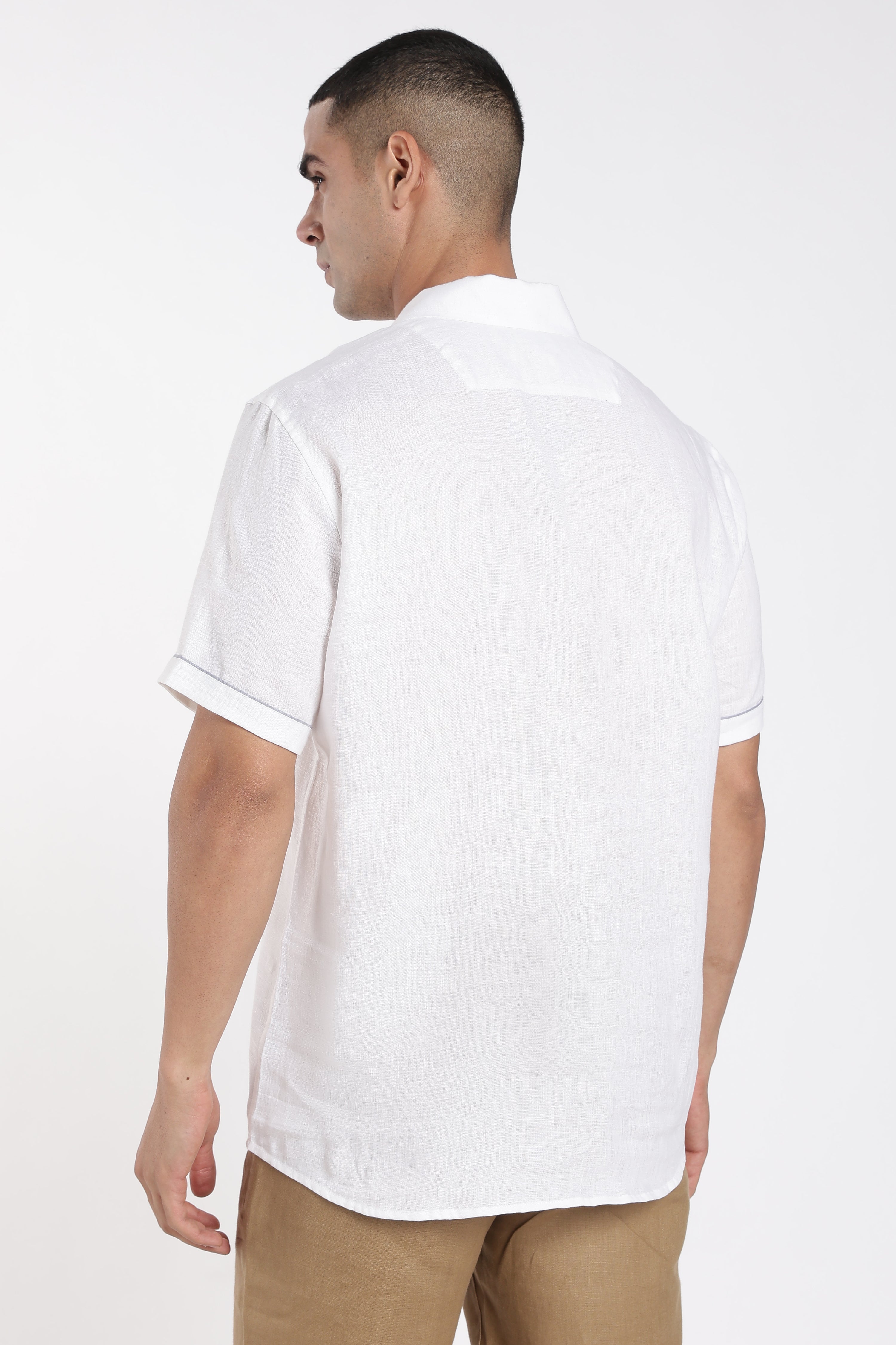 Premium Men’s White Linen Polo T-Shirt | Linen Culture