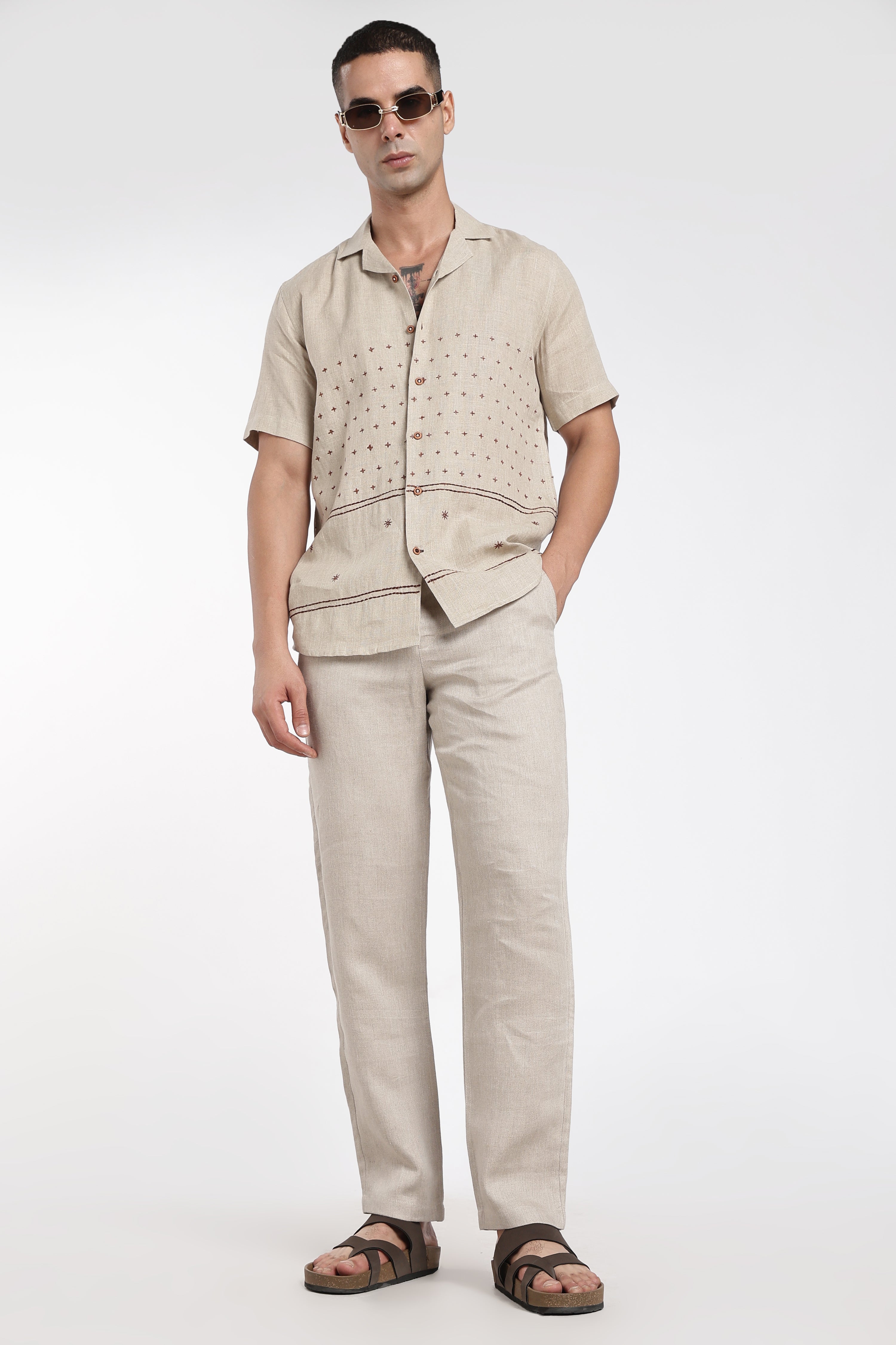 Men’s Premium Natural Linen Trousers | Beige Linen Pants for Smart Casual Use