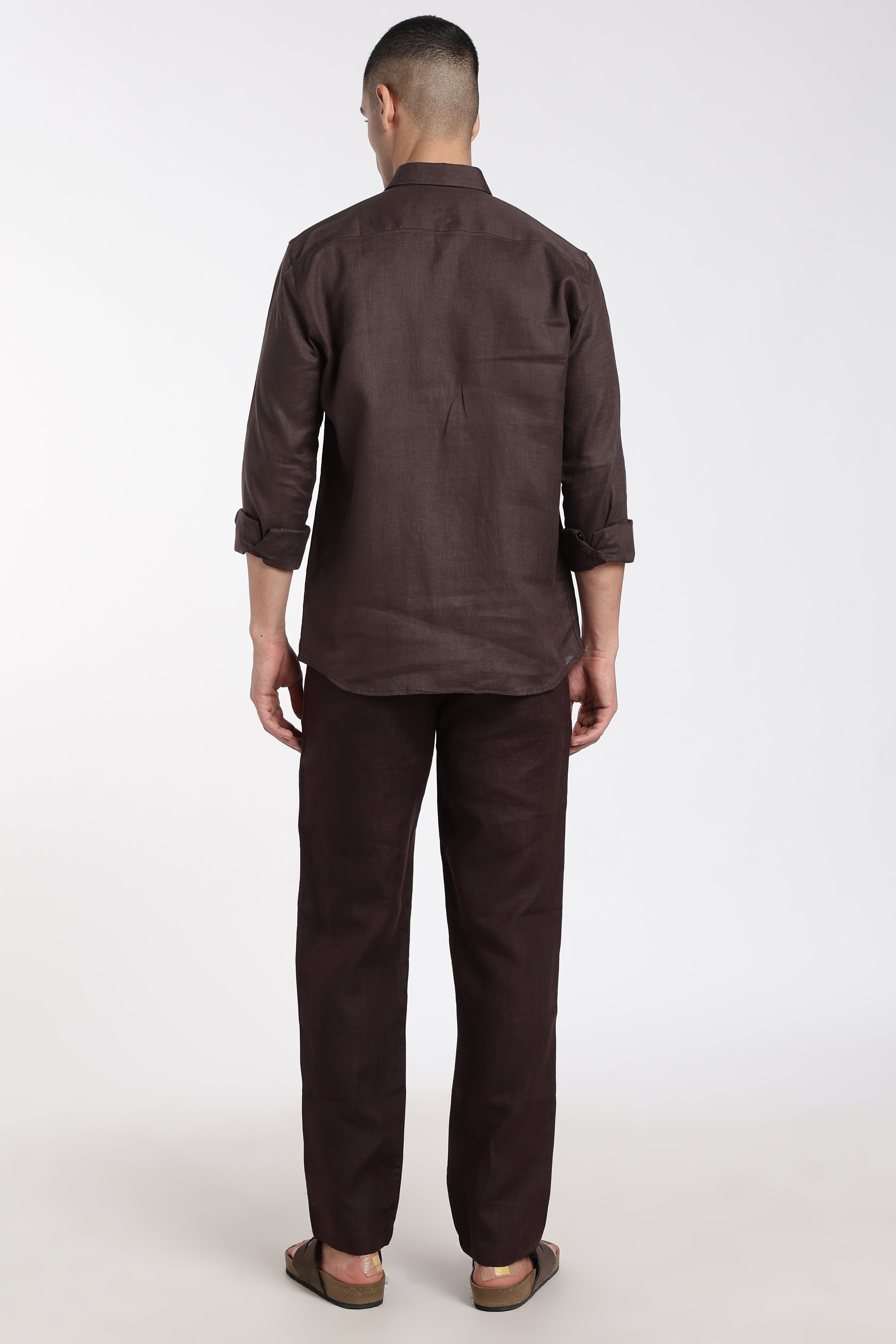Men’s Premium Linen Co-Ord Set – Mocha Brown Designer Shirt & Trouser Set | Linen Culture