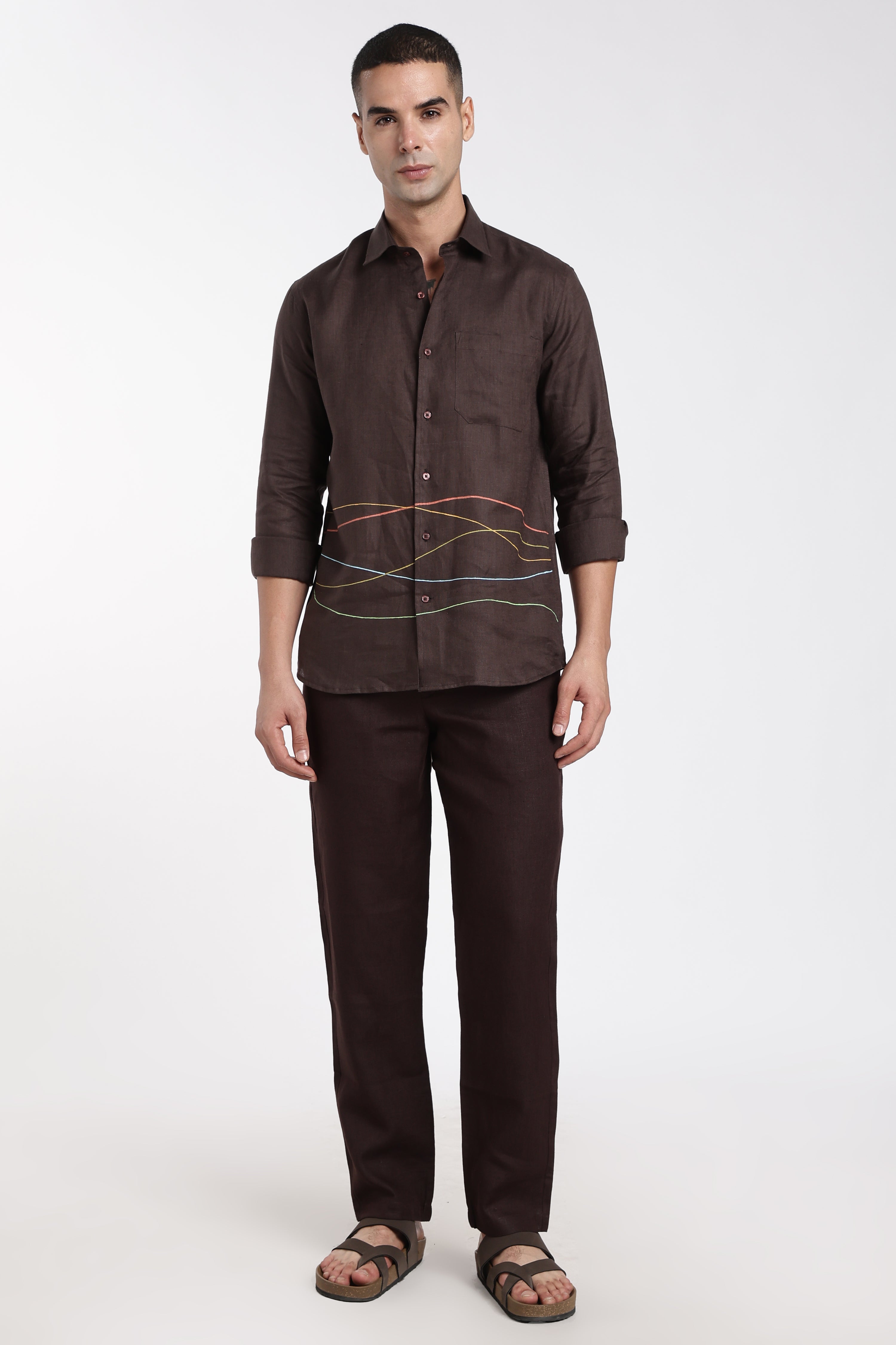 Men’s Premium Linen Co-Ord Set – Mocha Brown Designer Shirt & Trouser Set | Linen Culture
