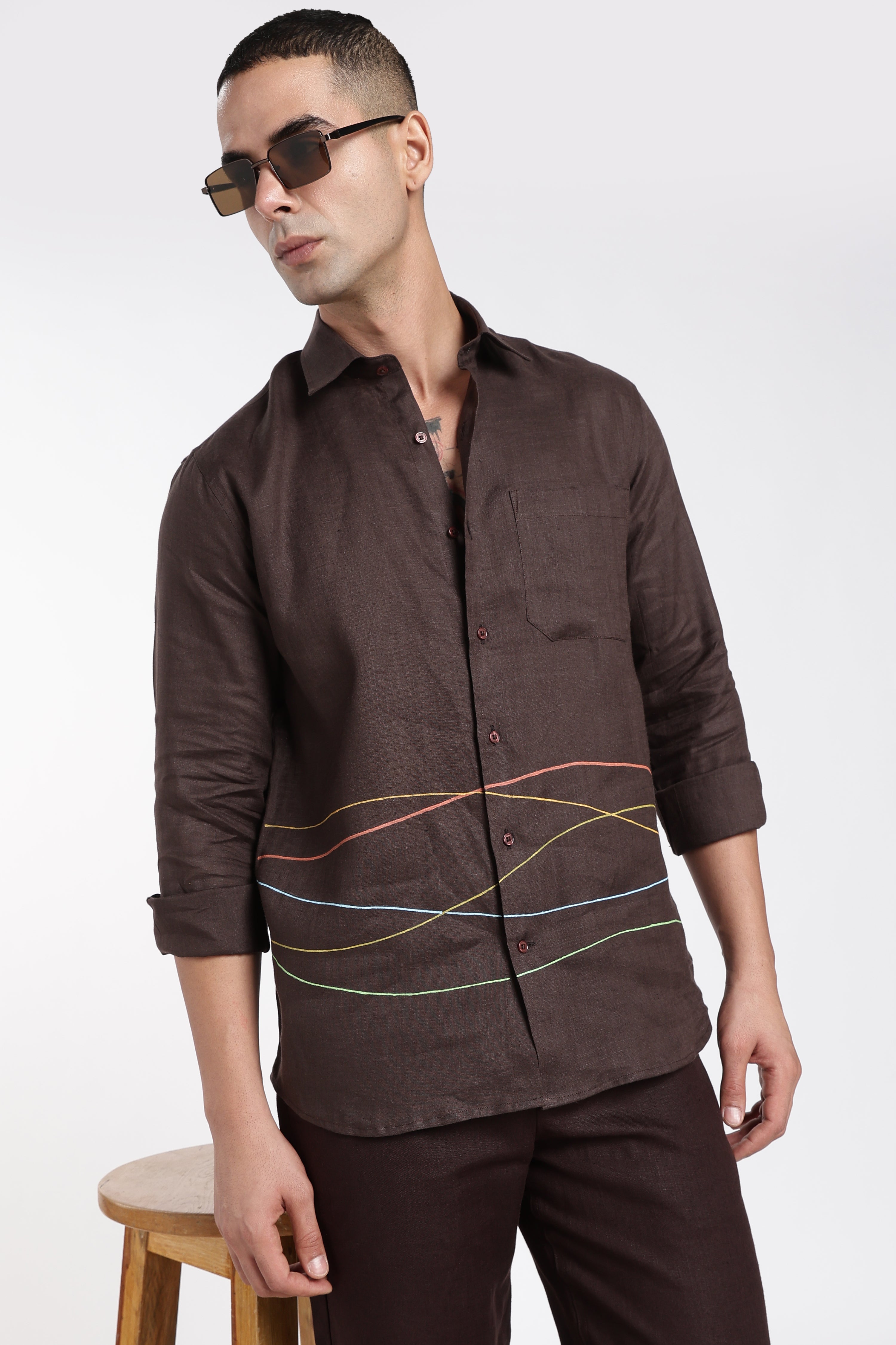 Men’s Premium Linen Co-Ord Set – Mocha Brown Designer Shirt & Trouser Set | Linen Culture