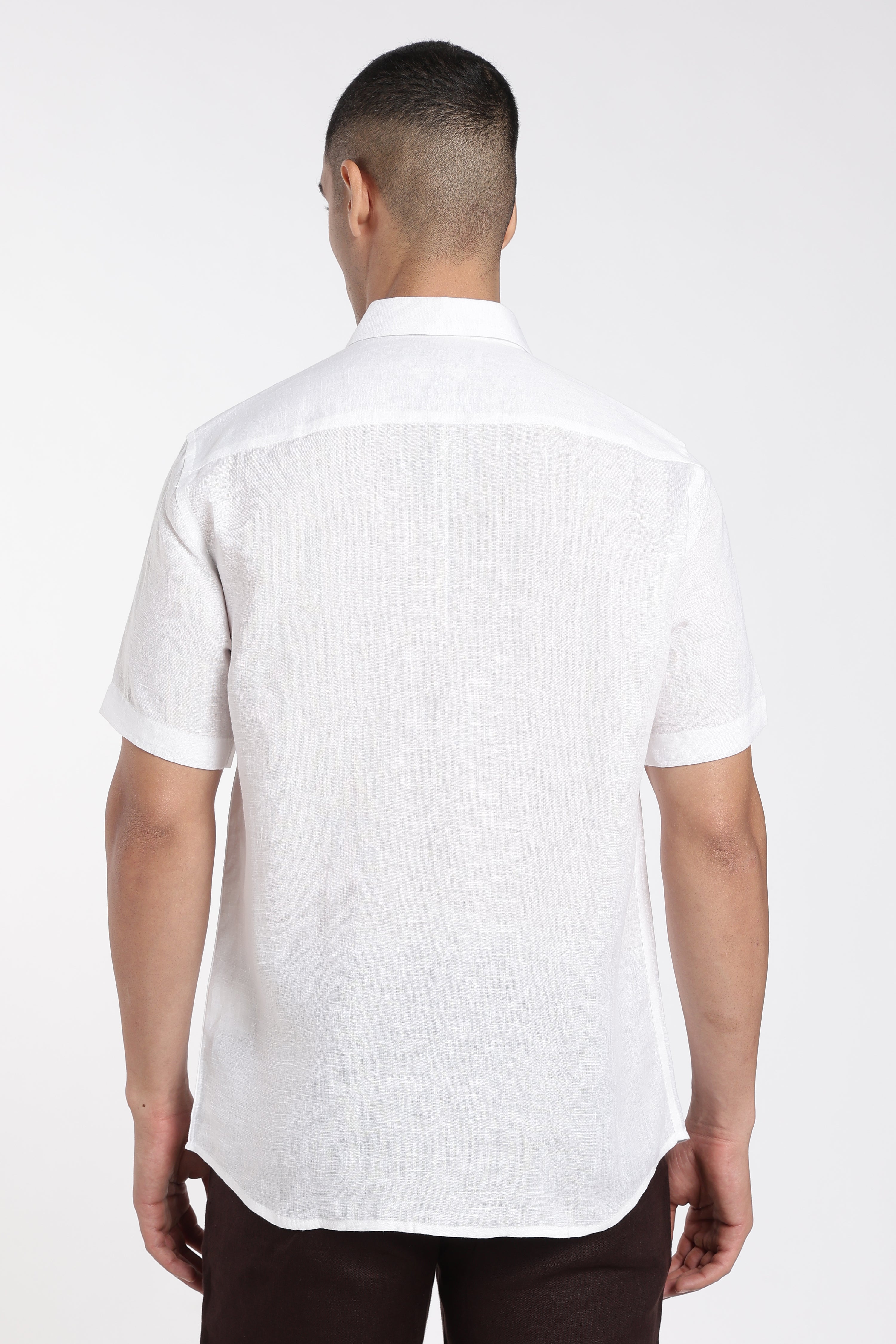 Men’s Hand-Painted White Linen Shirt – Botanical Art Edition | Linen Culture