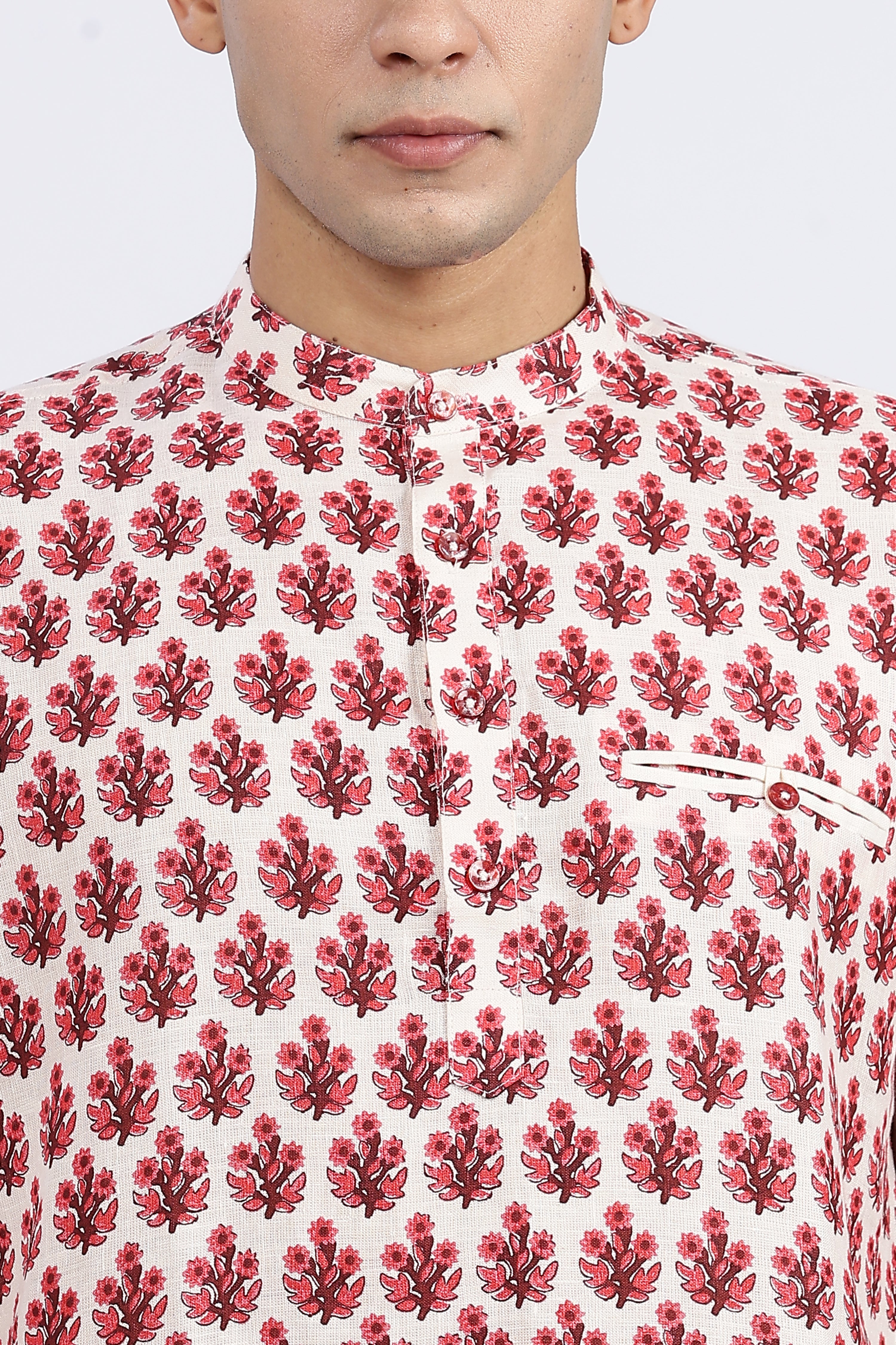 Pure 100% Linen Printed Full Sleeve Kurta | Cultural Edition by Linen Culture