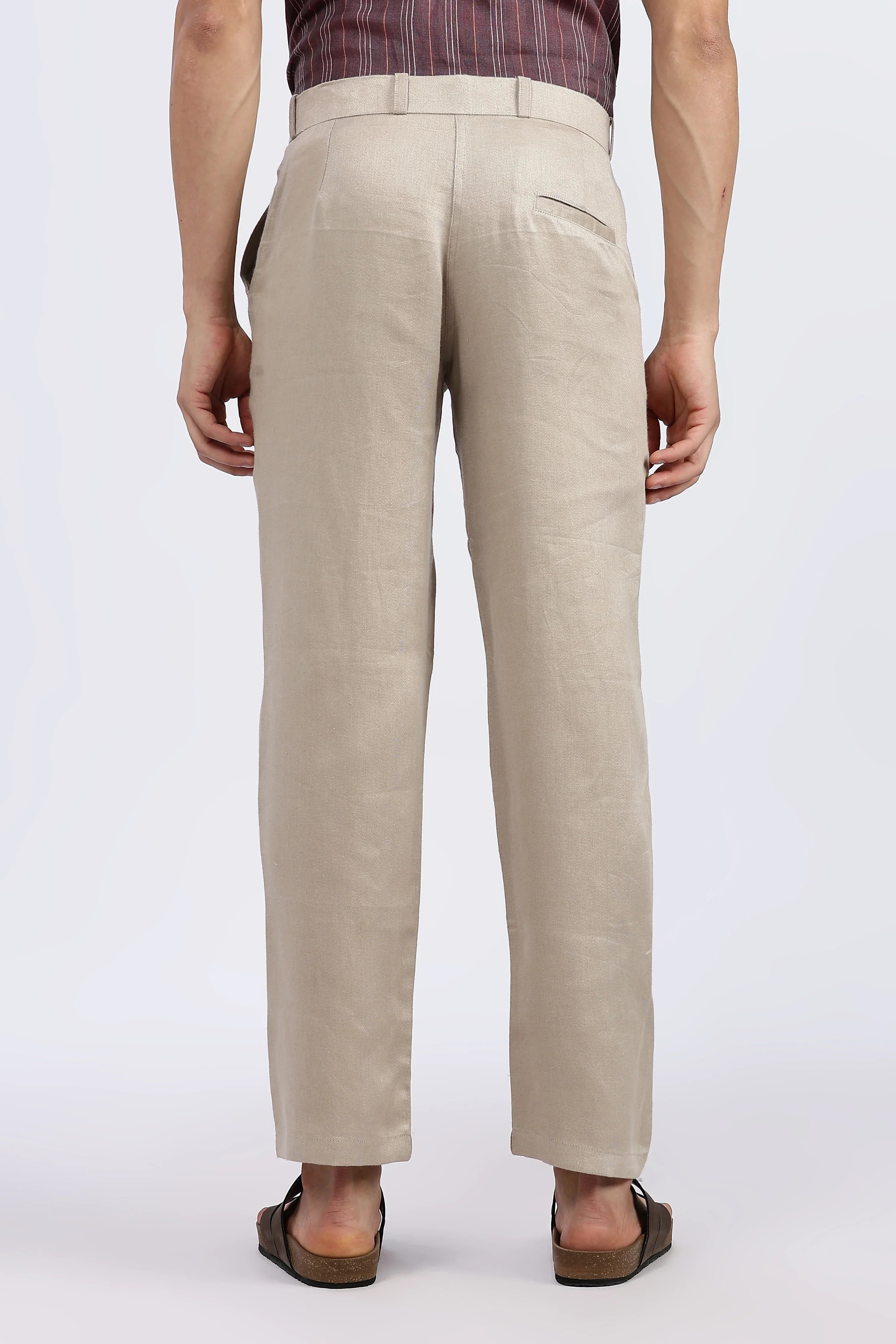 Men’s Beige Classic Linen Trouser | Natural Comfort by Linen Culture