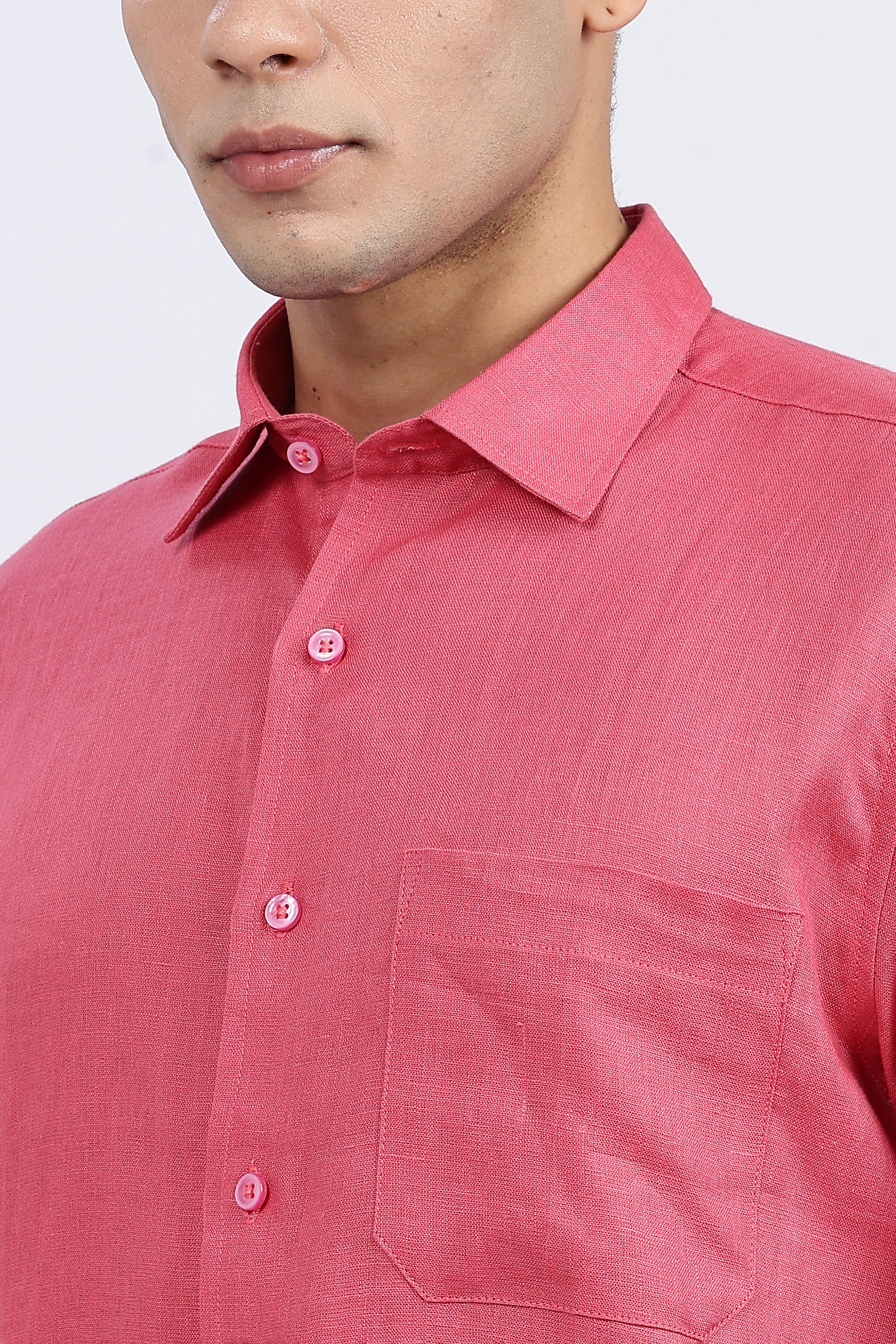 Men’s Coral Pink Premium Linen Shirt – 100% Pure Linen | Linen Culture