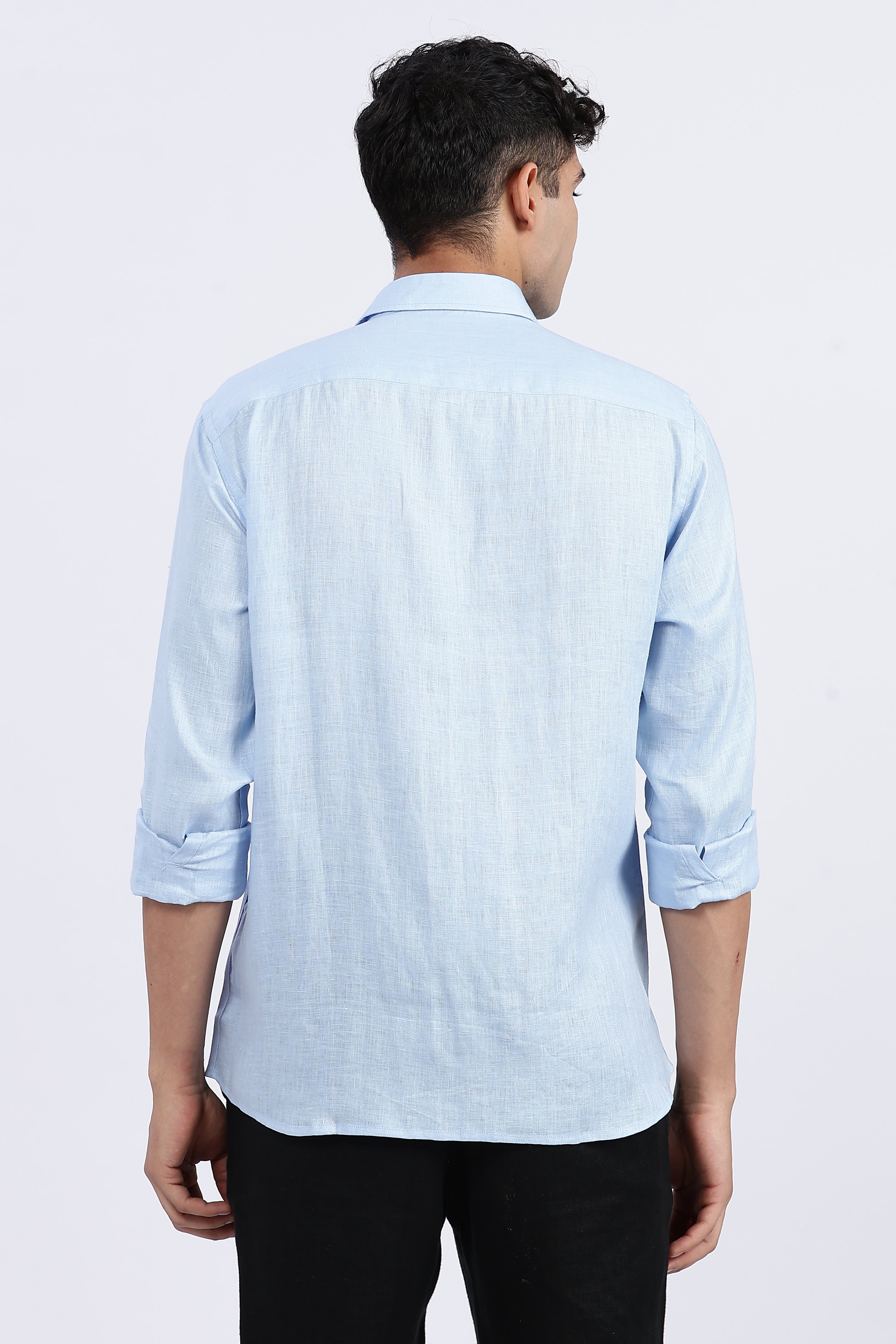 Men’s Light Blue Full Sleeve Linen Shirt – 100% Pure Linen | Linen Culture