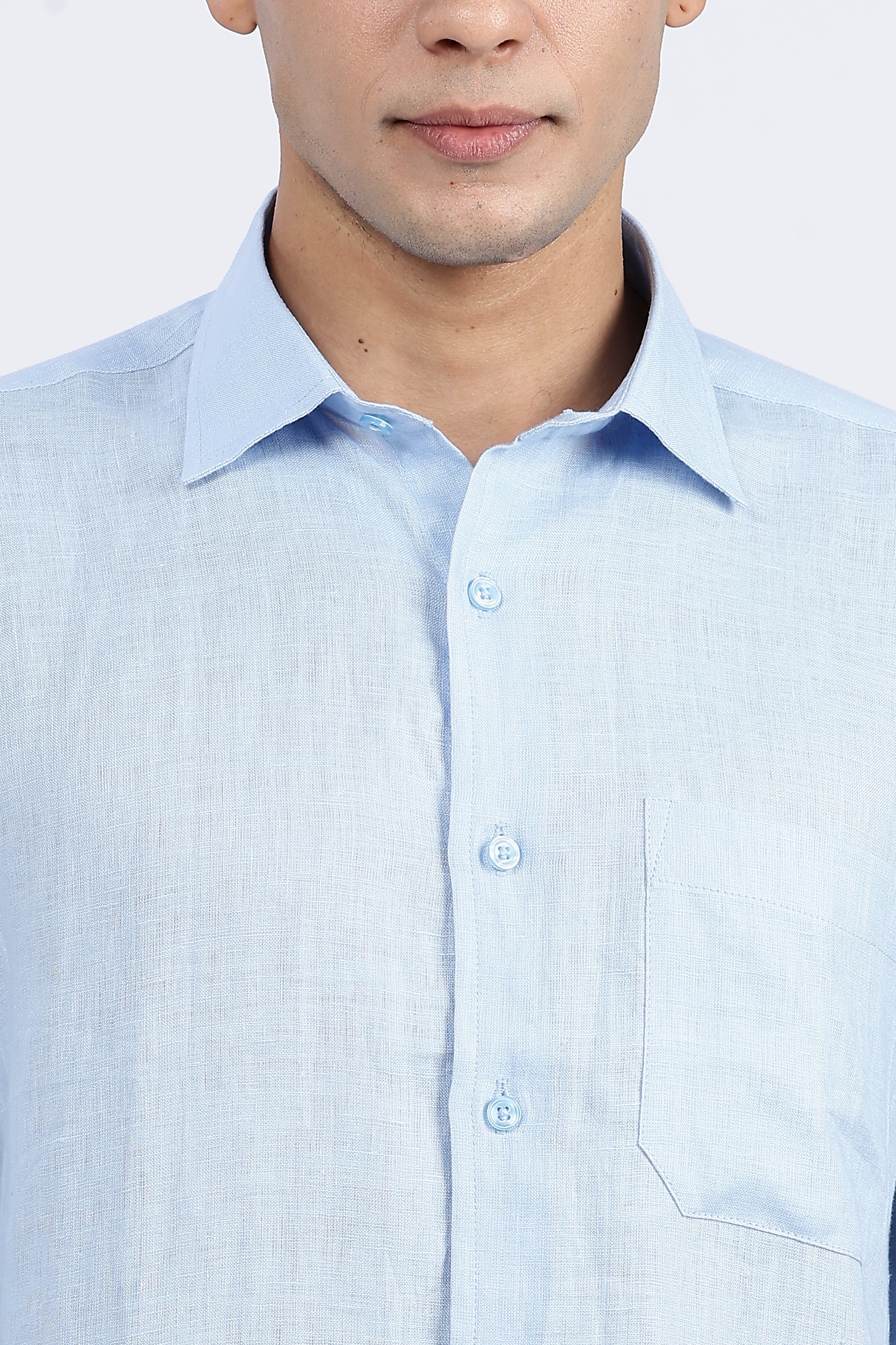 Men’s Light Blue Full Sleeve Linen Shirt – 100% Pure Linen | Linen Culture
