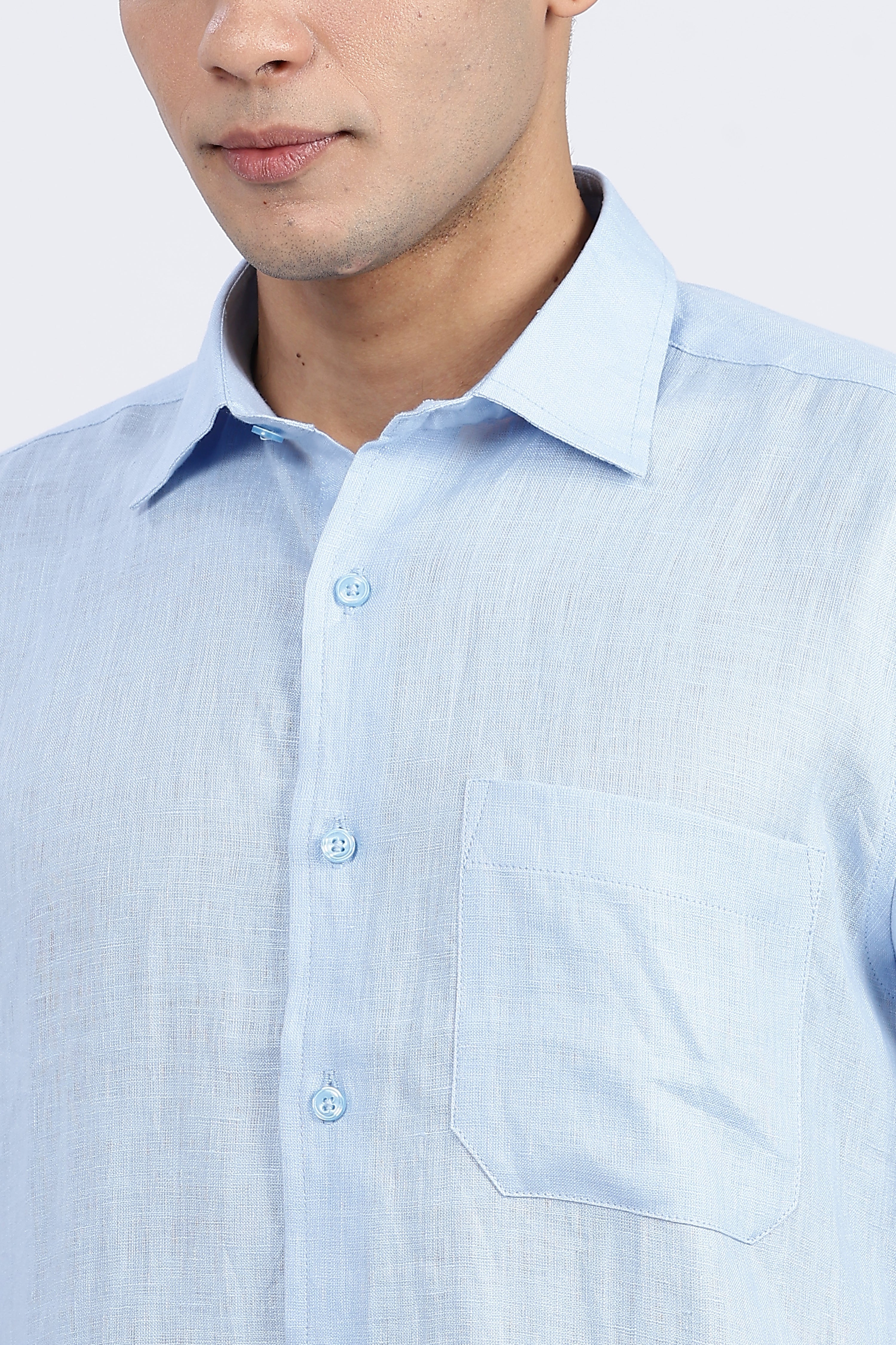 Men’s Light Blue Full Sleeve Linen Shirt – 100% Pure Linen | Linen Culture