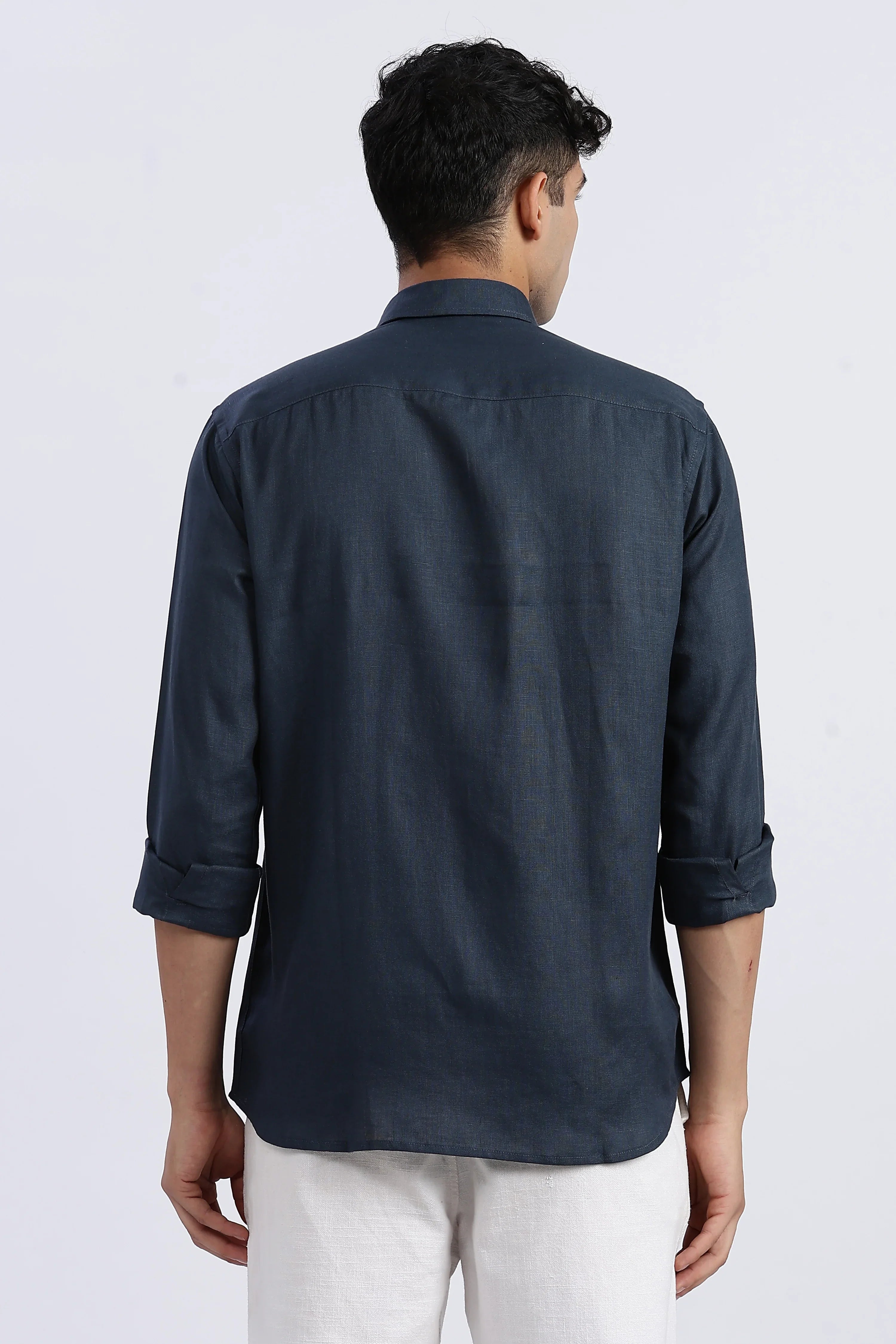 Men’s Deep Navy Linen Shirt – Full Sleeve | Timeless Comfort by Linen Culture